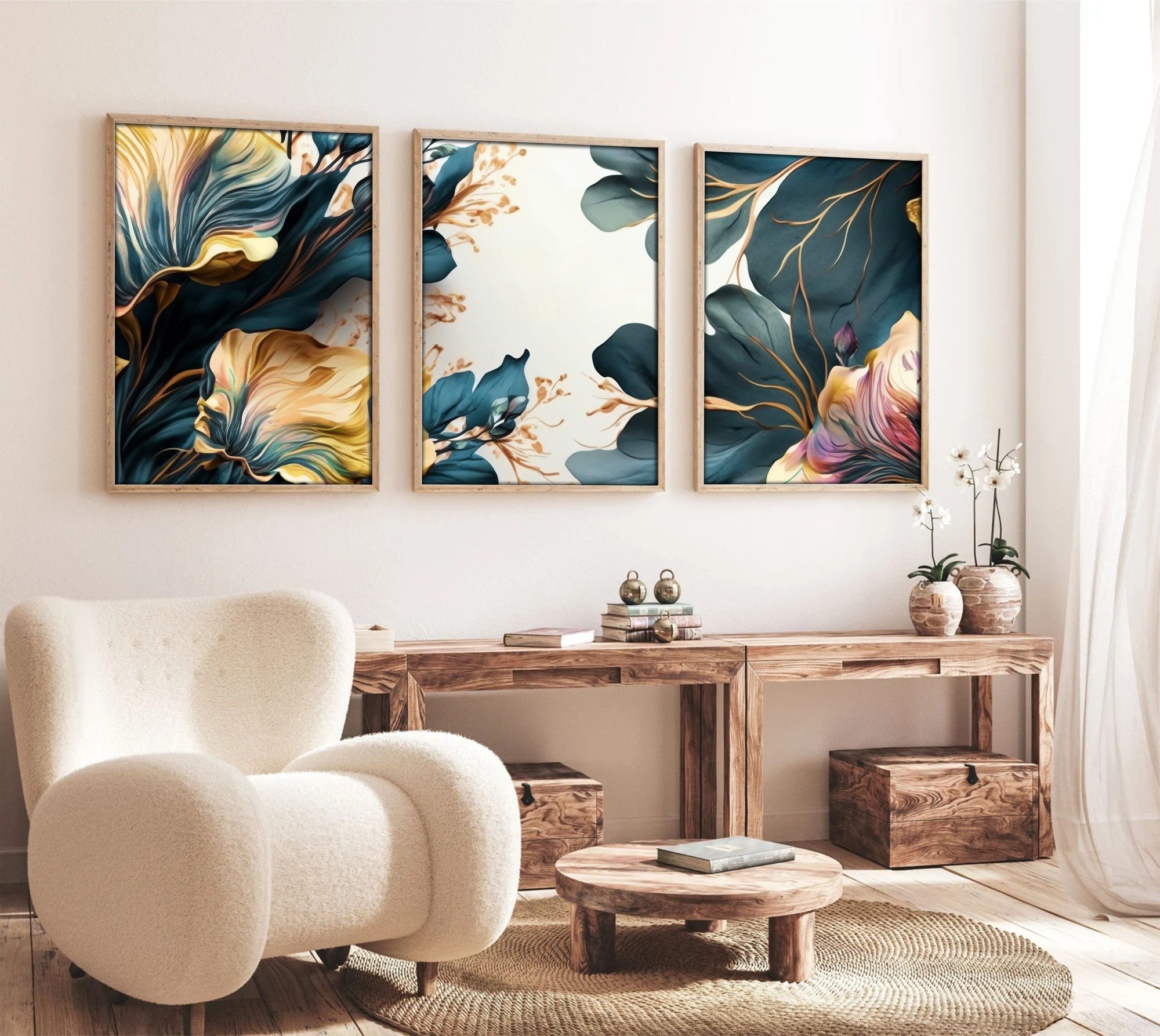 Wallity Leinwandbild Painting: 100% MDF (Thickness: 3 mm), 35 x 50 cm (3 Pieces) E1549, (3 St)