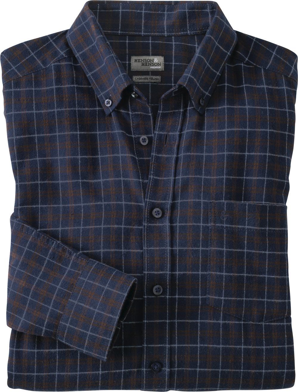 HENSON&HENSON Flanellhemd beidseitig aufgeraut für kaschmirweichen günstig online kaufen