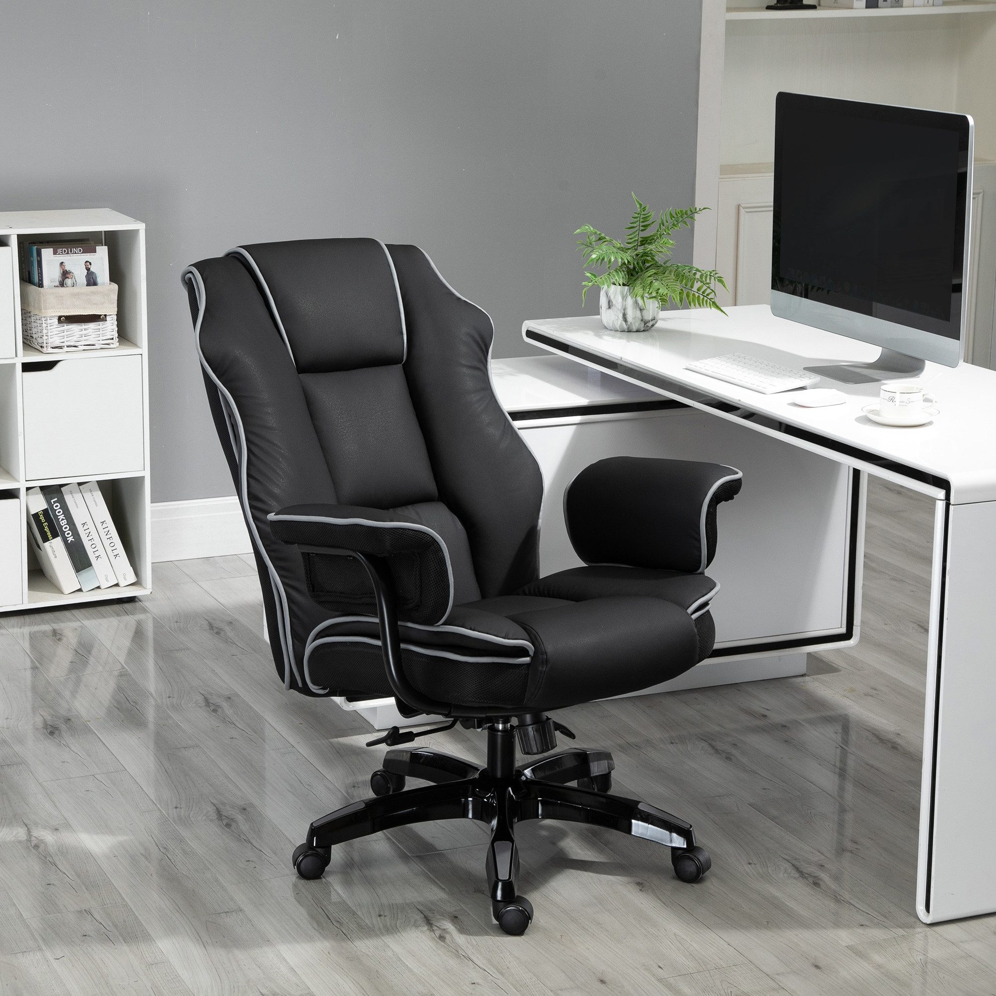 Vinsetto Bürostuhl Bürostuhl mit Armlehnen (Stuhl, 1 St), für Büro, Wohnzimmer, Schwarz
