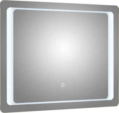 Saphir Badspiegel Quickset Spiegel inkl. LED-Beleuchtung und Touchsensor, 90 cm breit, Flächenspiegel rechteckig, 12V LED, 20 Watt, Wandspiegel