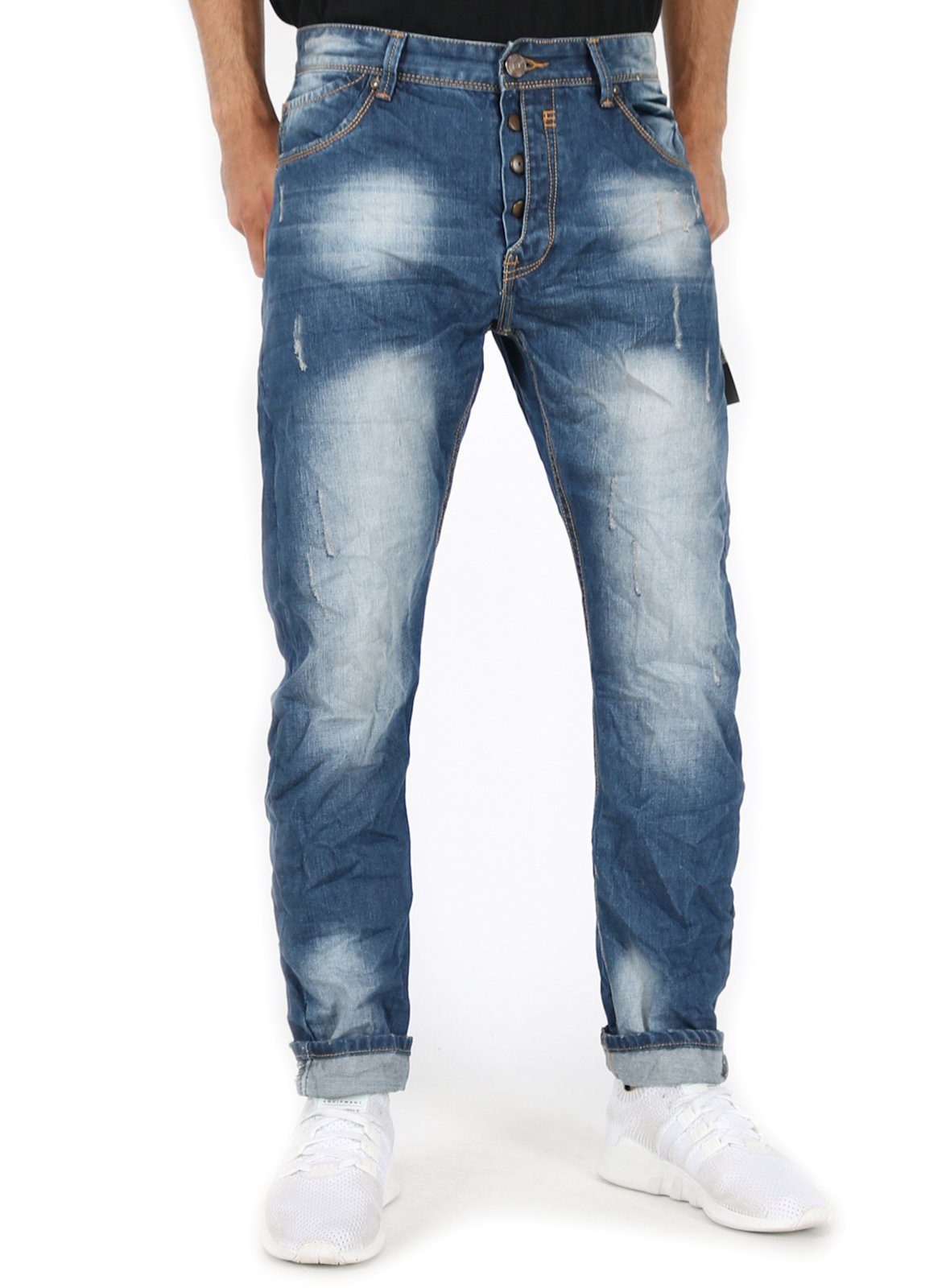 Justing Tapered-fit-Jeans Hose mit Kontrastnähten ST-03058#D 