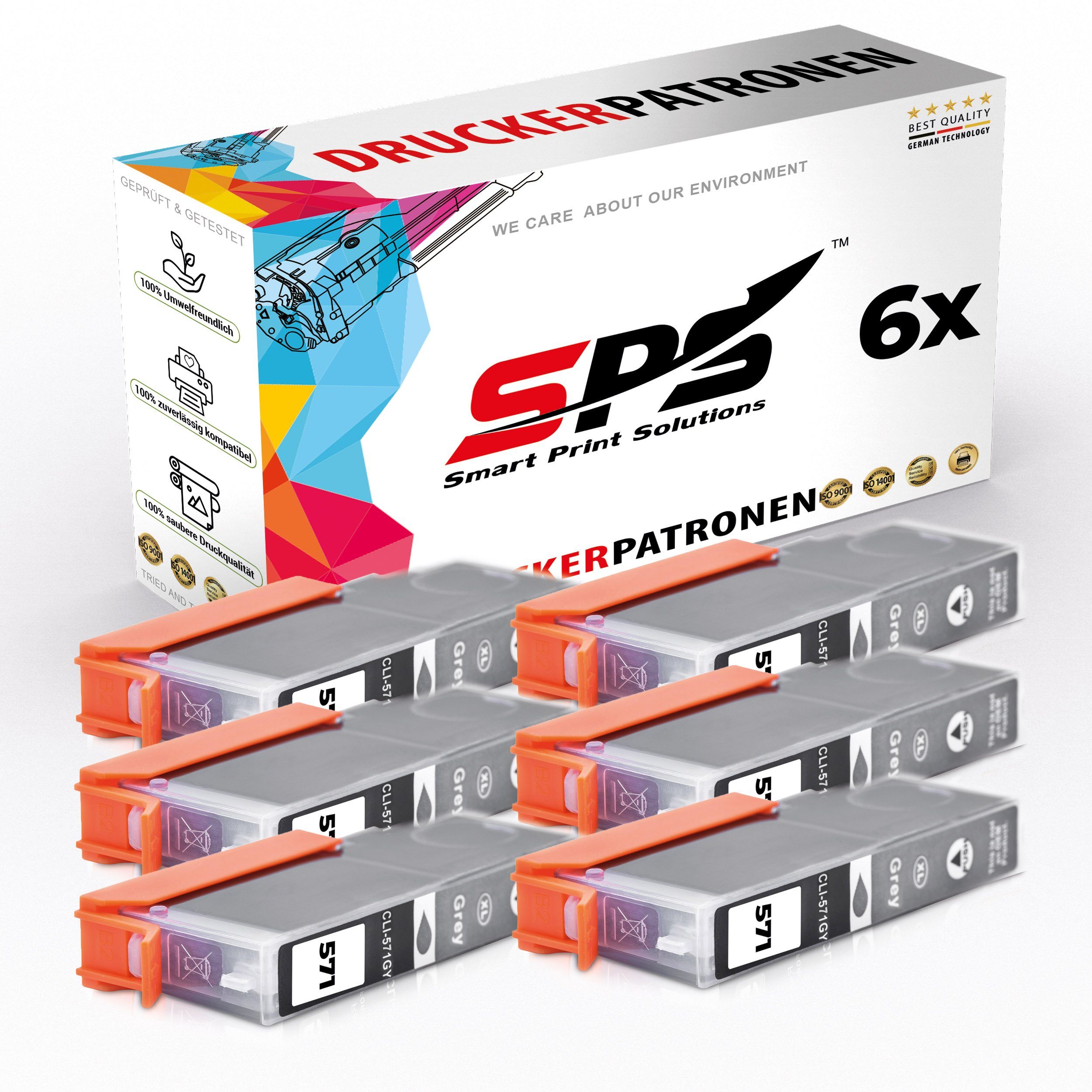 SPS 6x Kompatibel CLI571GYXL Druckerpatronen Grau für Canon Pixma TS8053 Nachfülltinte (für Canon, 6er Pack, x)