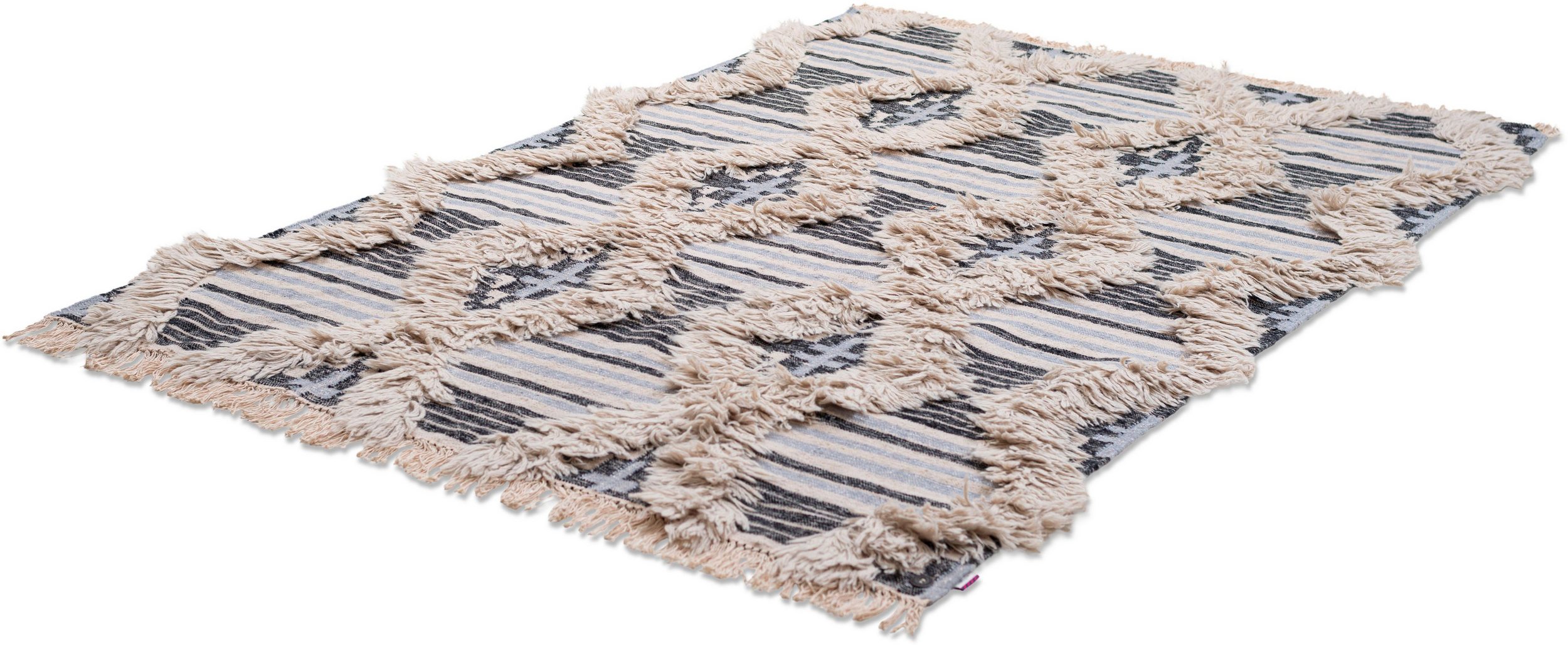 Teppich »Cozy Kelim«, TOM TAILOR, rechteckig, Höhe 5 mm, handgewebt, mit Fransen, Boho-Style, Wohnzimmer