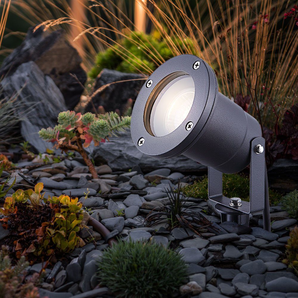 GLOBO LIGHTING Außen-Stehlampe, Leuchtmittel nicht inklusive, Steckleuchte Außenstrahler Gartenlampe schwenkbar Bodenstrahler