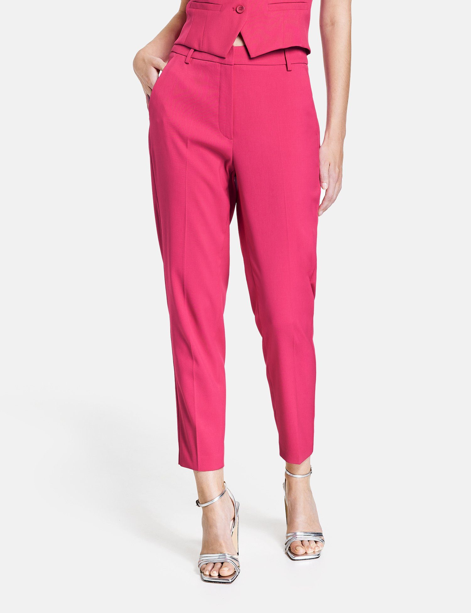 Taifun Stoffhose Feine 7/8 Hose Pink Luminous Slim