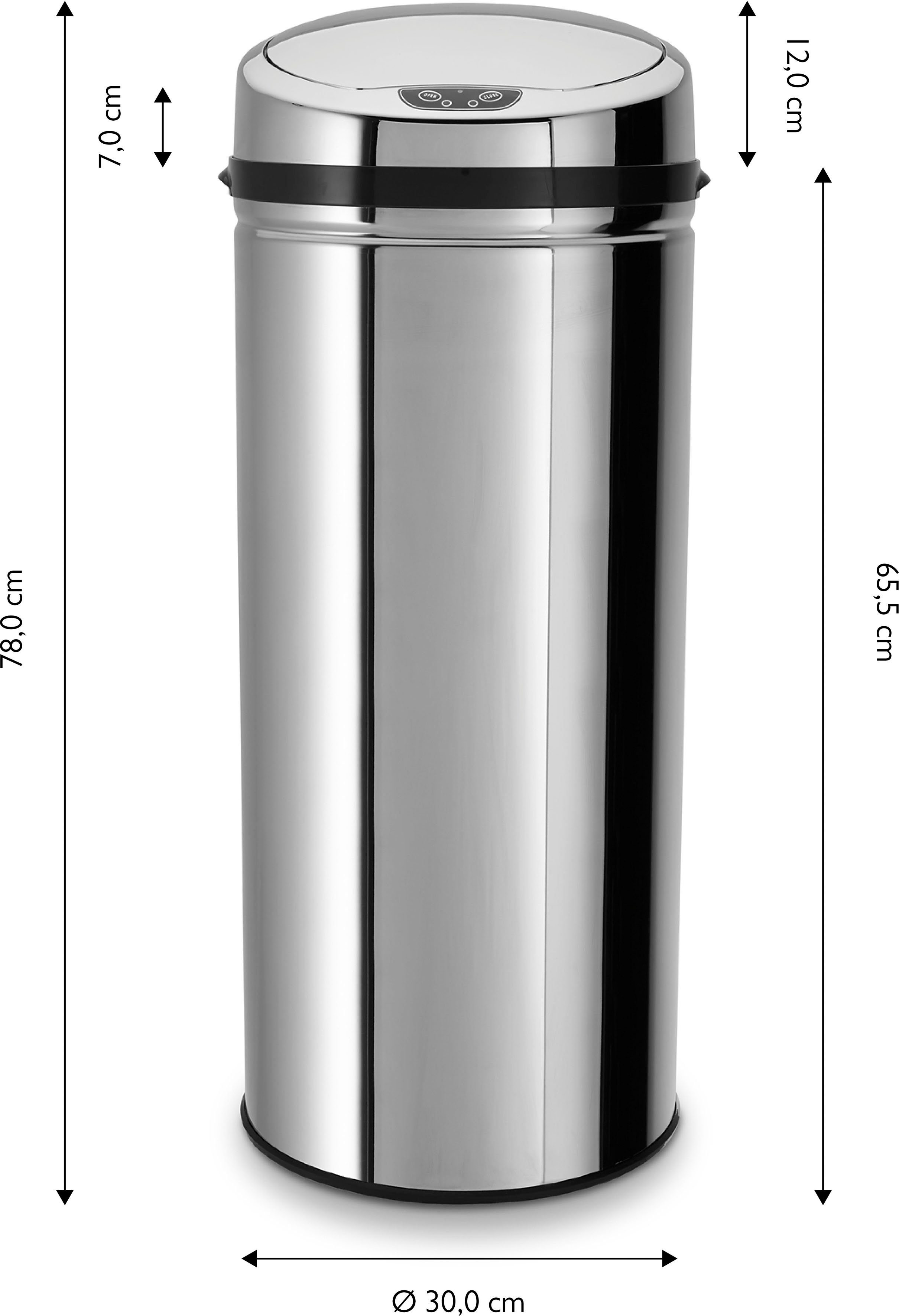 Silber 42 Fassungsvermögen ECHTWERK INOX, Liter Infrarot-Sensor, Mülleimer Edelstahl, Korpus aus