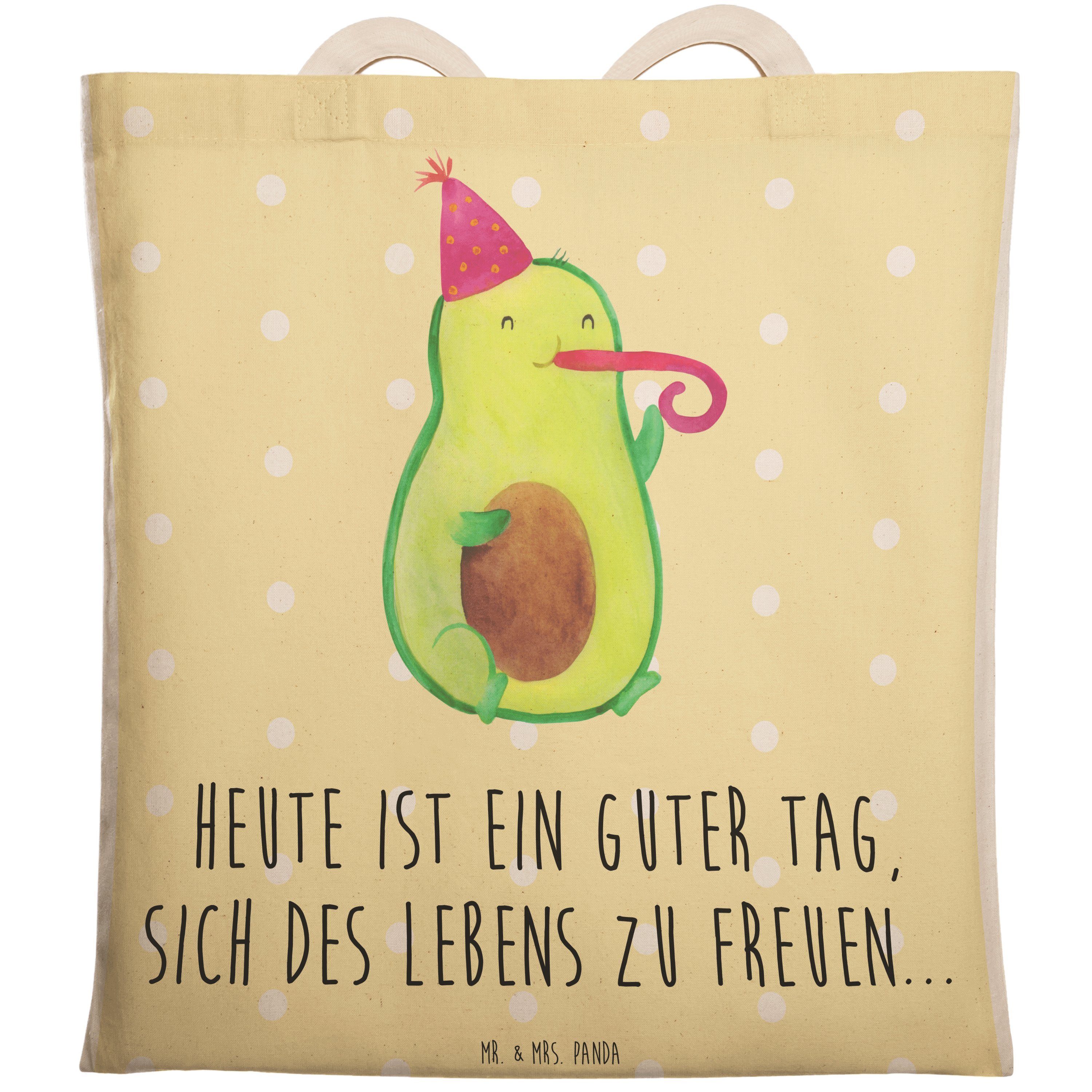 Mr. & Mrs. Panda Tragetasche Avocado Partyhupe - Gelb Pastell - Geschenk, Feierlichkeit, Einkaufst (1-tlg)