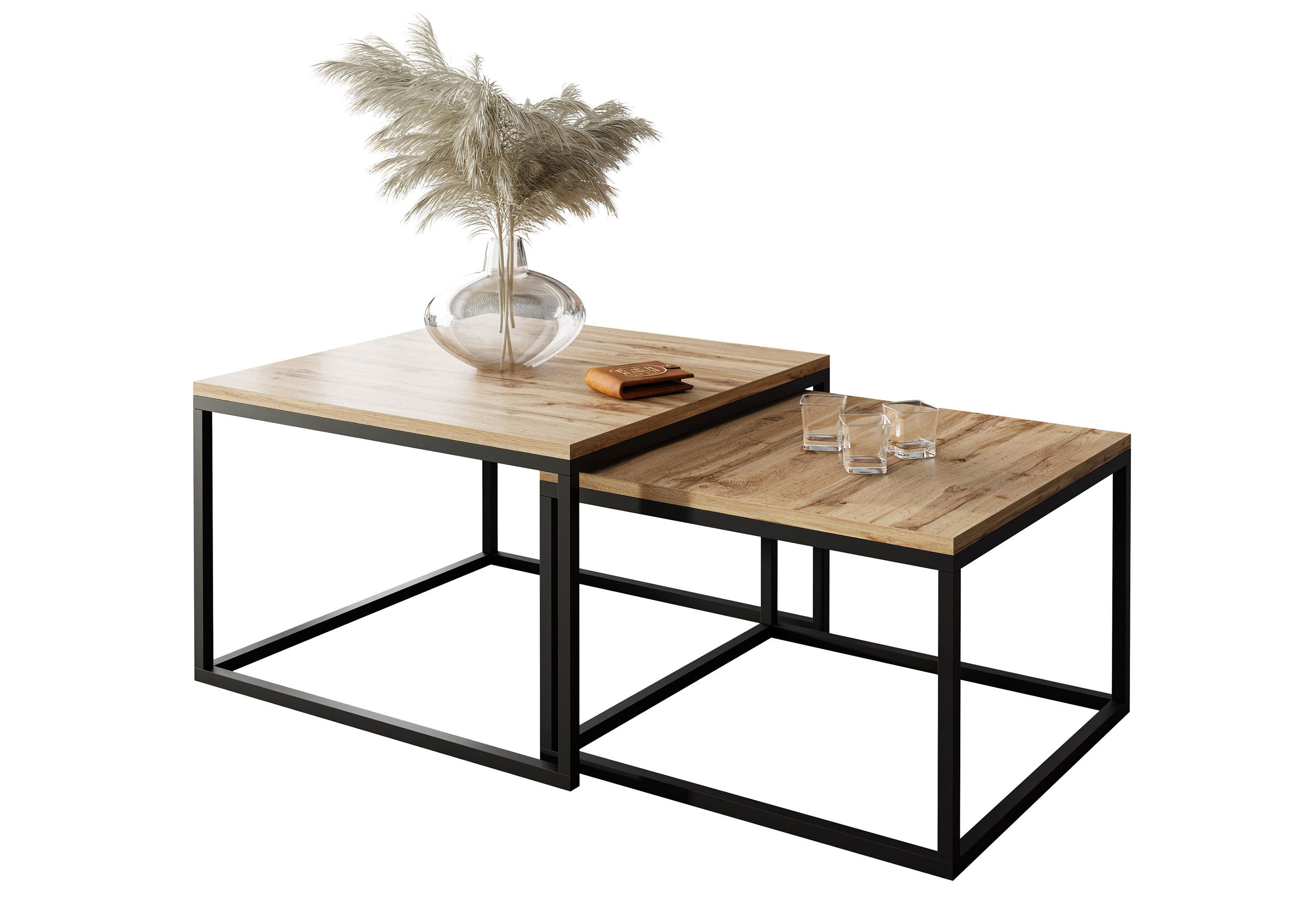 Lookway Couchtisch Yoshi 2in1 mit Tischplatte in natürlicher Holzfarbe (2er günstig online kaufen