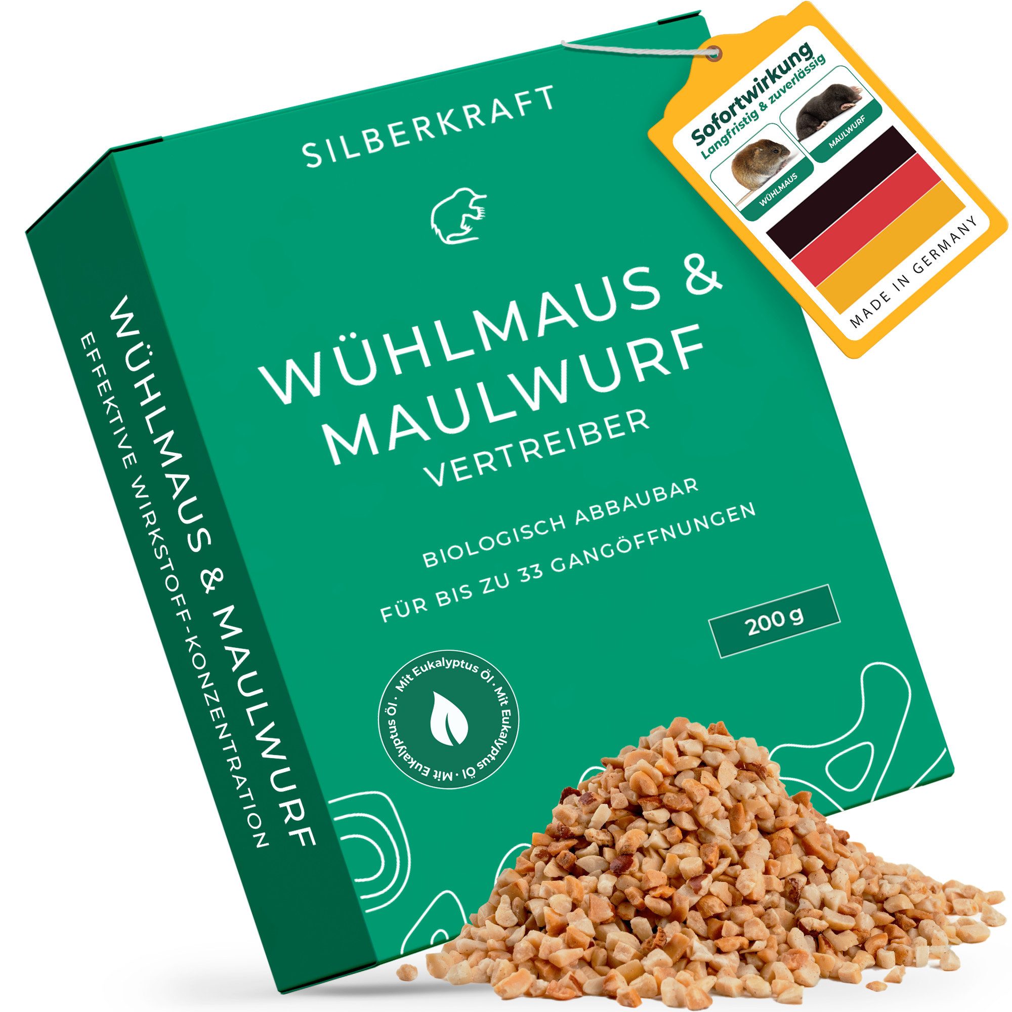 Vergrämungsmittel Silberkraft Wühlmaus- und Maulwurf-Vertreiber Granulat, Wühlmausabwehr