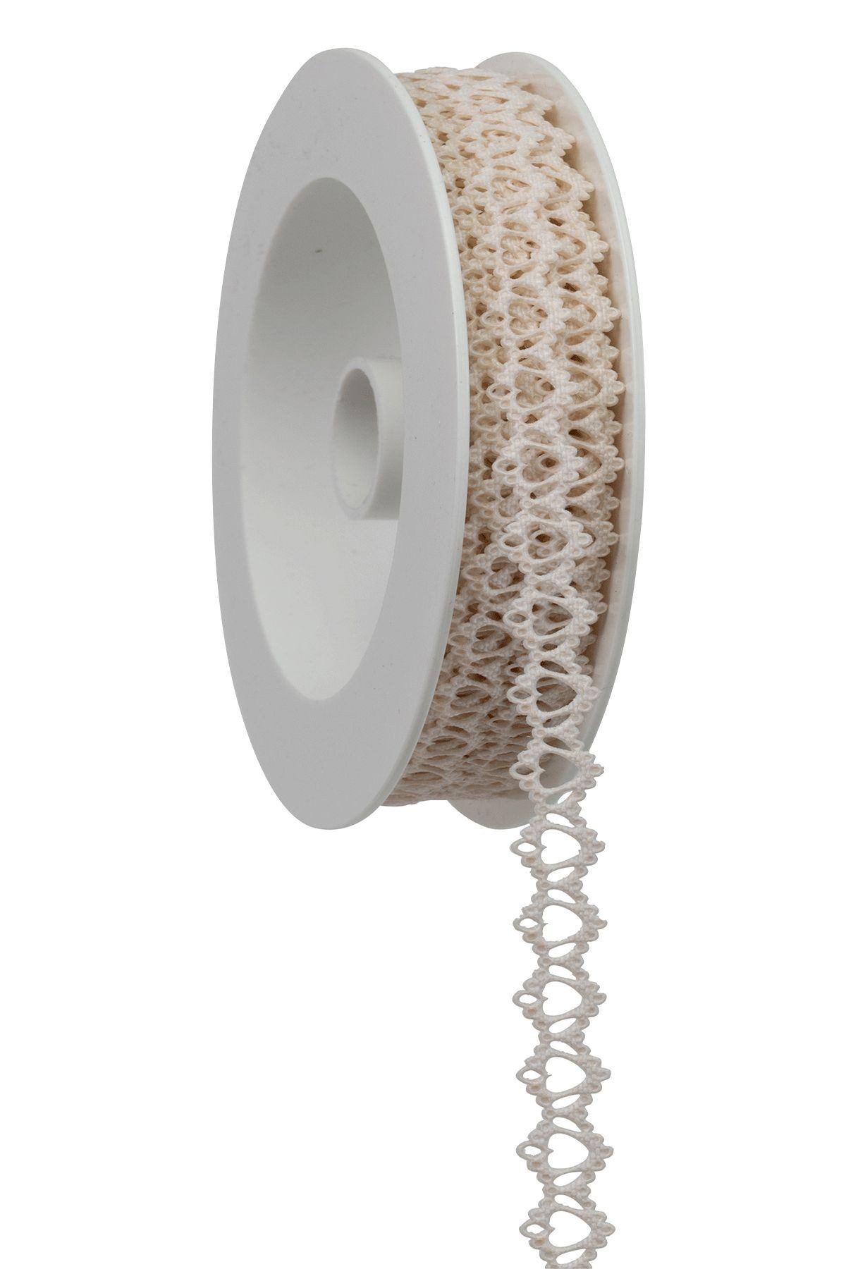 Goldina Loy GmbH + Co KG Hängedekoration Taftband Spitzenherz 2,5m, Creme
