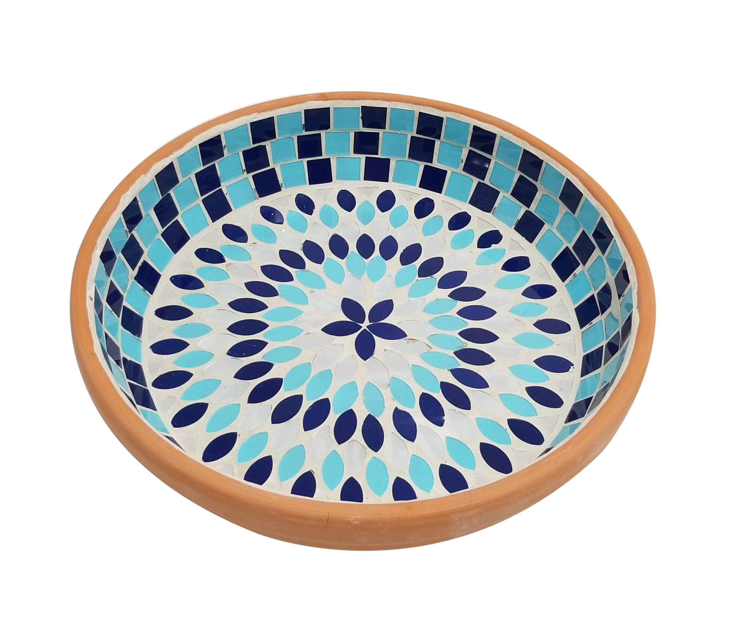 Vogeltränke Recife aus Terrakotta, Ø 25.5 cm, Höhe 6.3 cm, blau