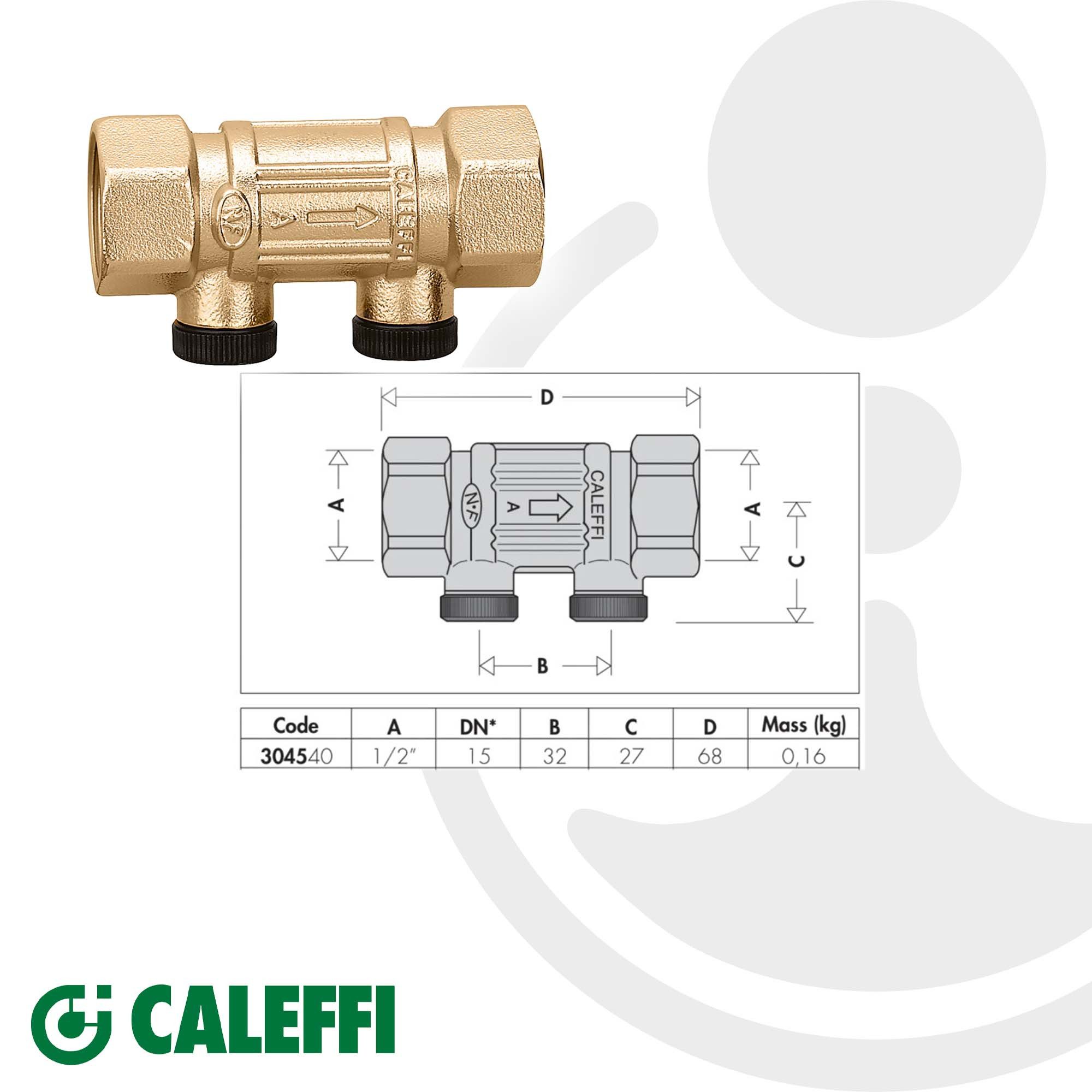 Caleffi Absperrventil Rückflussverhinderer Typ EA 304540 beids.1/2 Zoll IG kontrollierbar