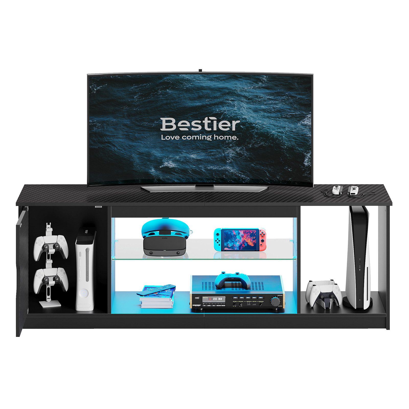 Bestier Lowboard TV-Schrank, Fernsehschrank mit RGB-LED (Breite 144,8 cm mi günstig online kaufen