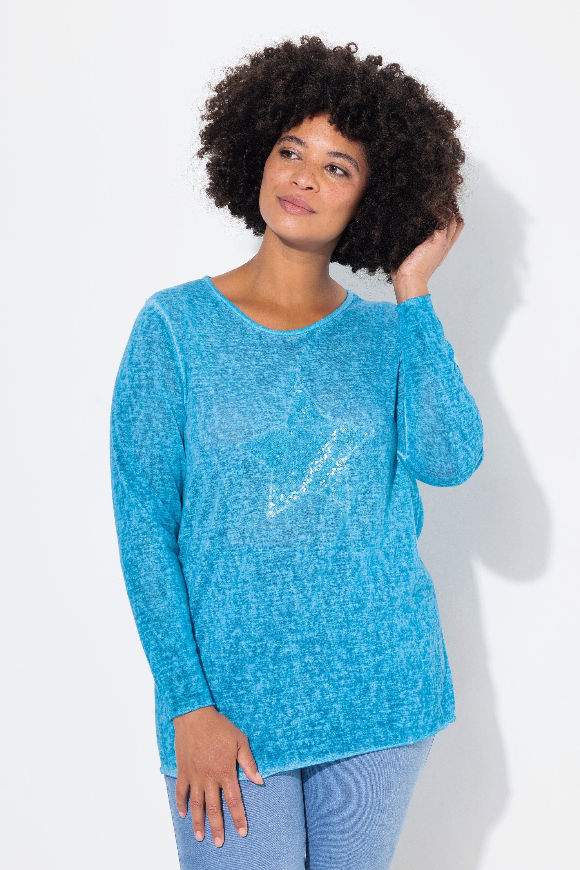 Longsleeve T-Shirt Basic Fit Pailletten-Stern Langarm