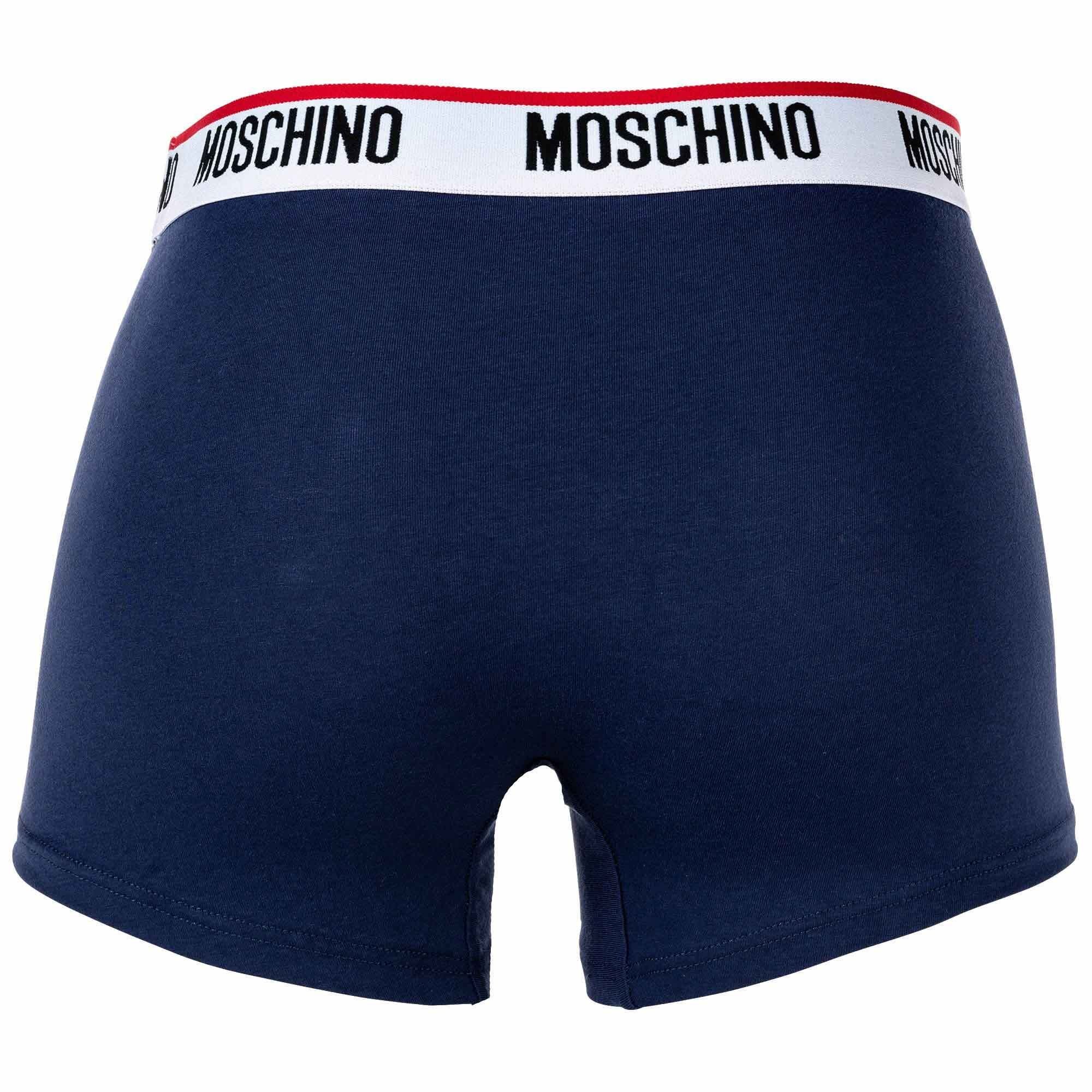 Moschino Herren Trunks 2er Boxershorts, Blau Unterhose Pack Boxer -