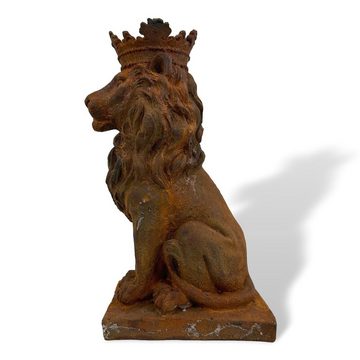 Aubaho Gartenfigur Skulptur Der Löwe Eisen 10kg König Krone Löwen Garten Figur Rost Antik