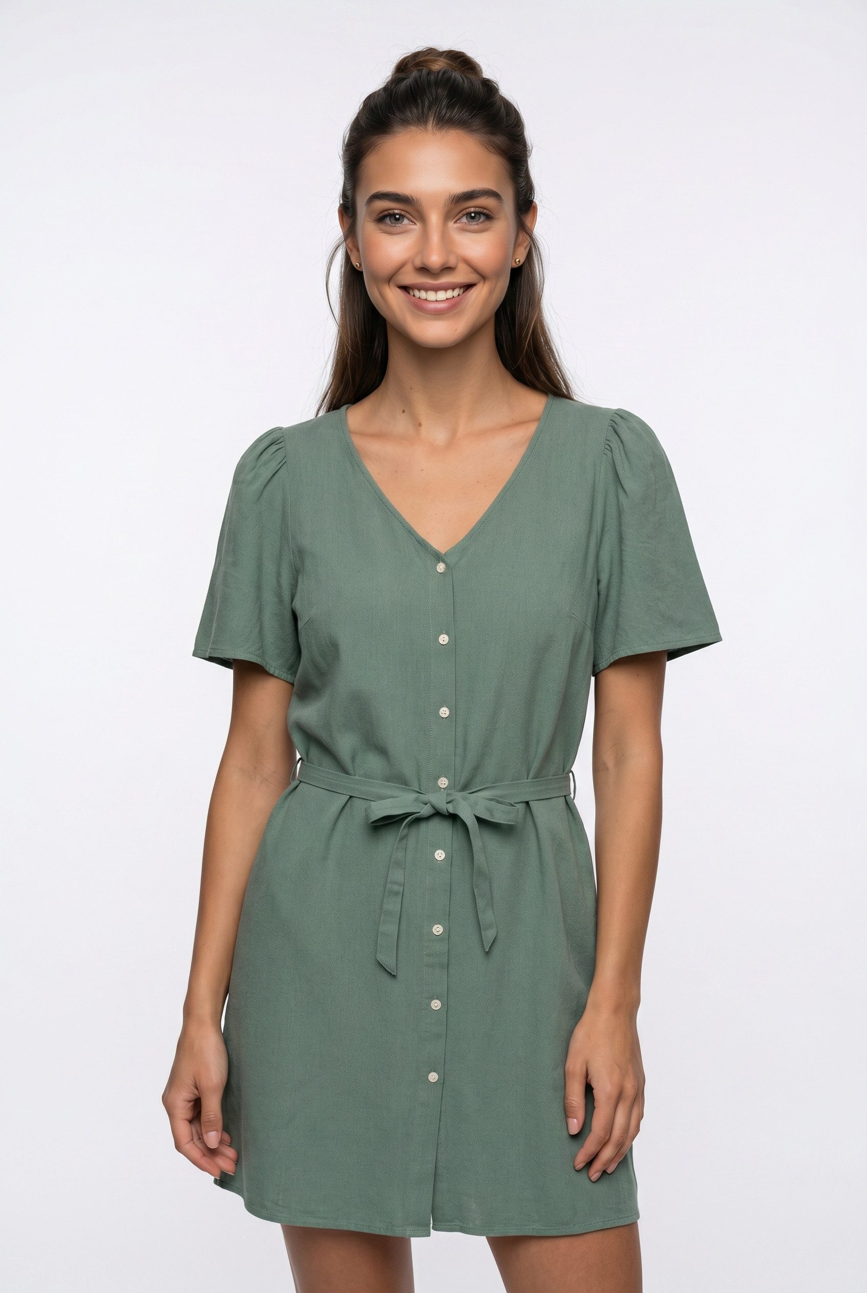 Vero Moda Hemdblusenkleid VMMYMILO 2/4 SHORT SHIRT DRESS WVN GA mit Taillengürtel