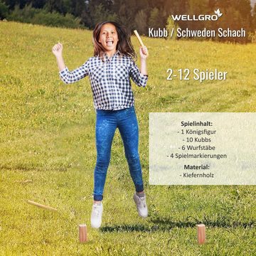 Wellgro Spielbausteine Kubb Spiel Laser Gravur inkl. Spielanleitung