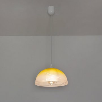 Licht-Erlebnisse Pendelleuchte ADANIA, ohne Leuchtmittel, Hängeleuchte Esstisch Küche Gelb Glas rund Retro E27 Hängelampe