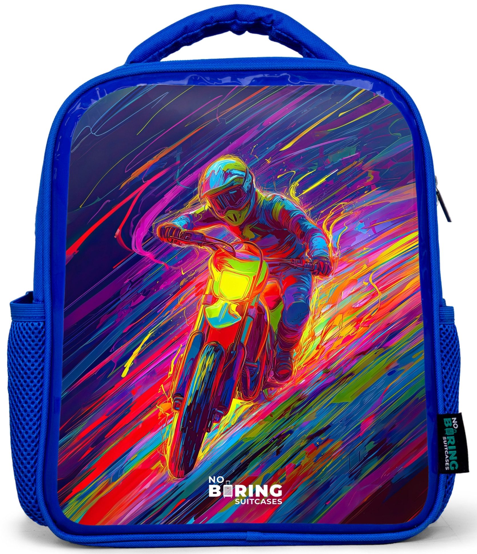 Crossmotorrad – Neonfarben – Linien – Helm