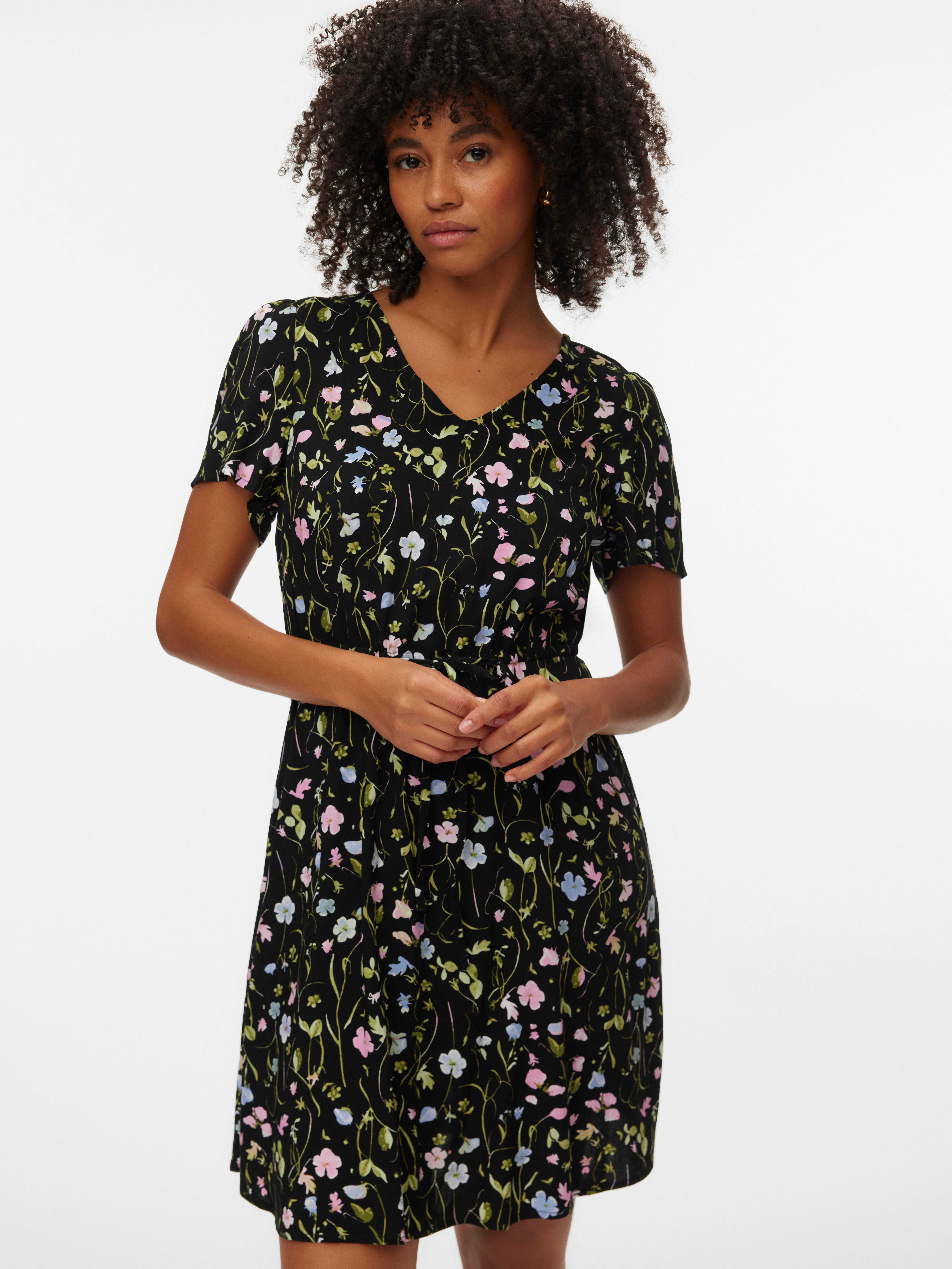 Vero Moda Minikleid VMEASY JOY SS SHORT DRESS WVN GA Viskose, regular fit