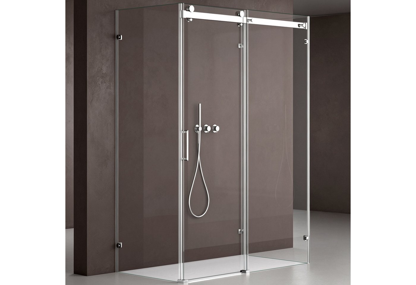 doporro Komplettdusche Duschkabine Duschabtrennung ESG mit Nano Easy-Clean R17-2UK, BxT: 100x75 cm, Einscheibensicherheitsglas (ESG), ebenerdiger Einbau möglich