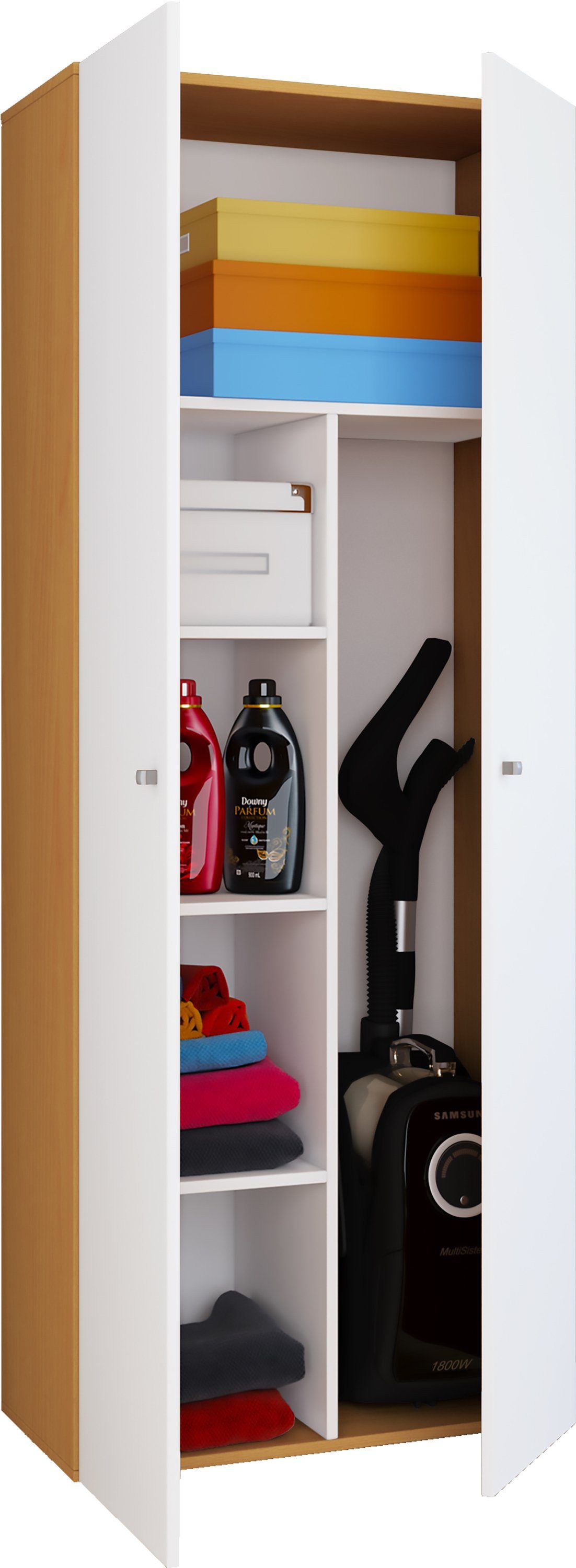 VCM Mehrzweckschrank Holz Besenschrank Staubsauger Putzschrank Vandol K