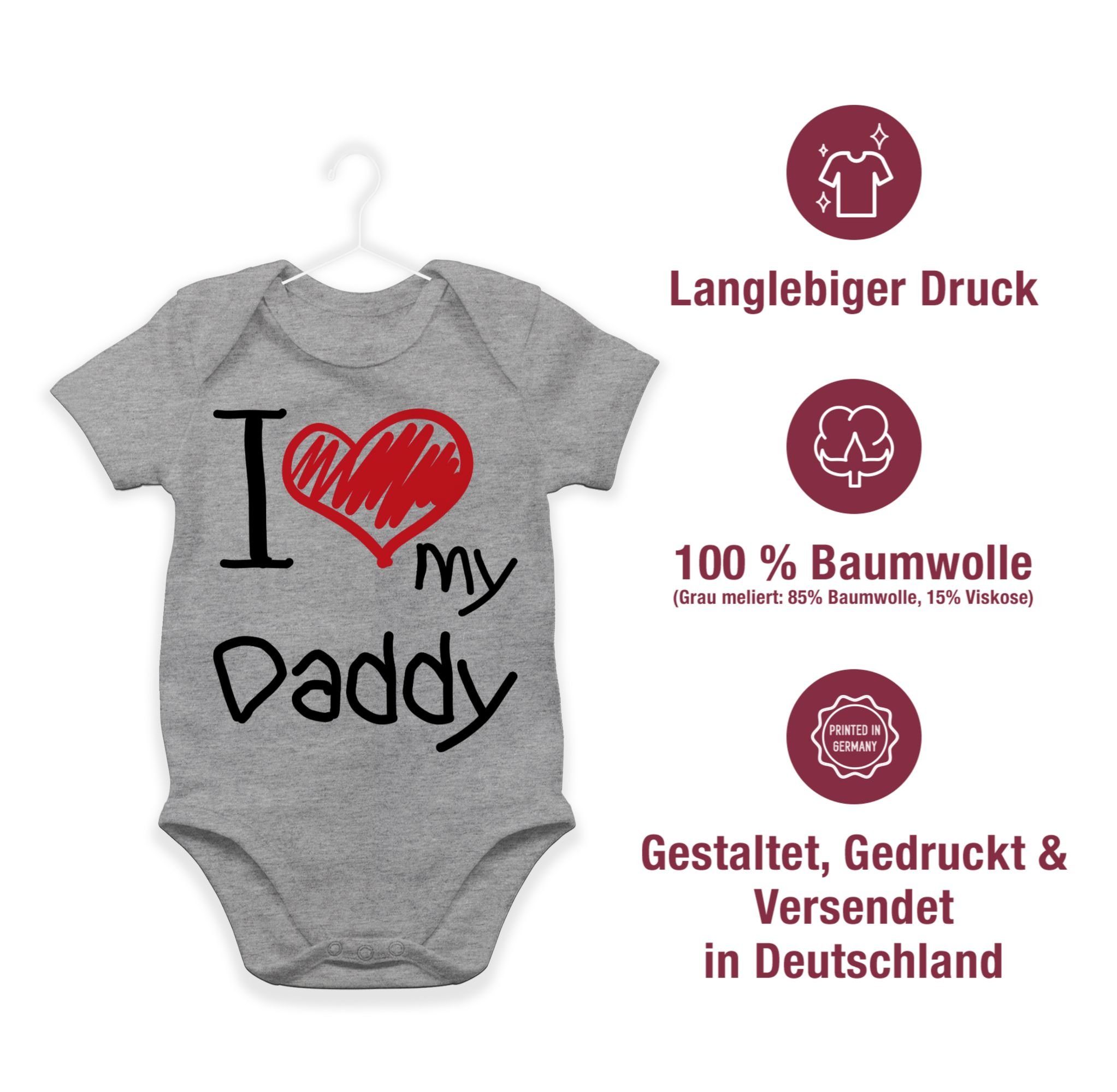 I Vatertag Shirtracer 2 love my schwarz Shirtbody meliert Baby Daddy Grau Geschenk