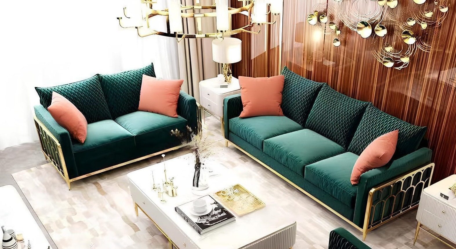 Xlmoebel Polstergarnitur Elegantes Samtsofa in edlen Farben mit bequemer Polsterung, (2-tlg., 3 Sitzer + 2 Sitzer), Hergestellt in Europa