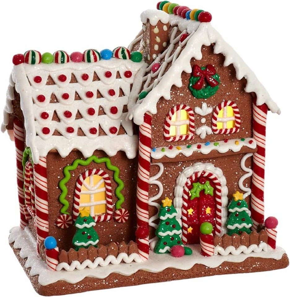 Kurt S. Adler Dekofigur GBJ0040 - Lebkuchenhaus, festlich verziert, Bonbondach, -22 cm- (1 St)