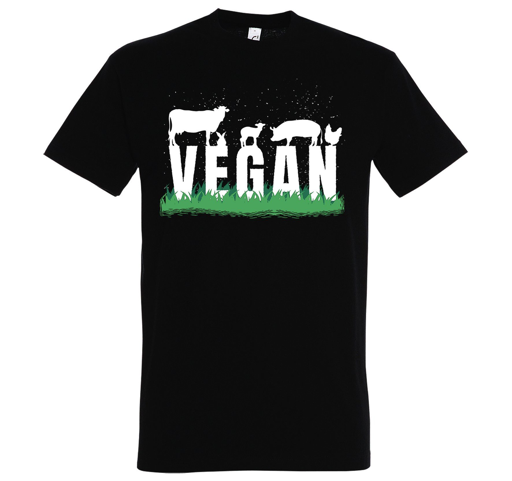 Youth Designz T-Shirt Vegan trendigem Schwarz Frontprint mit Shirt Herren