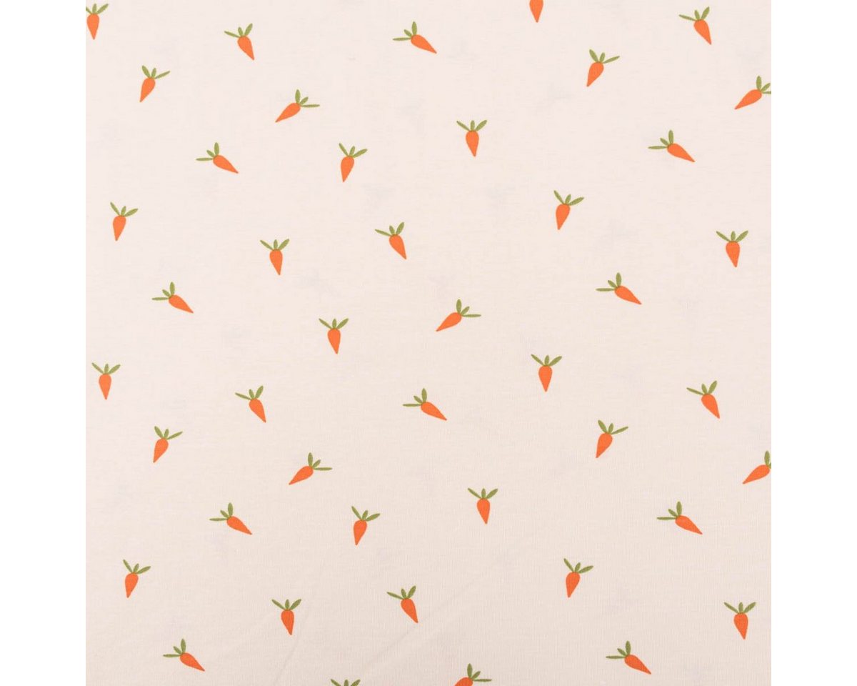 Thumbnail - SCHÖNER LEBEN. Stoff Jersey Baumwolljersey Kinderstoff Möhre Karotten beige orange 1,50m Br, allergikergeeignet