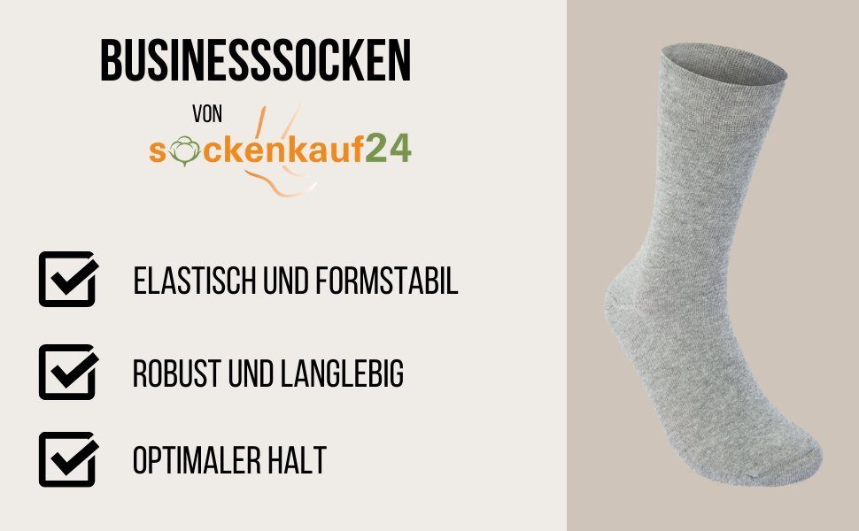 sockenkauf24 Basicsocken 10 Paar Paar, Socken (10 - Business Grau, Komfortbund WP Herren Damen 15922 Socken 39-42) & Baumwolle