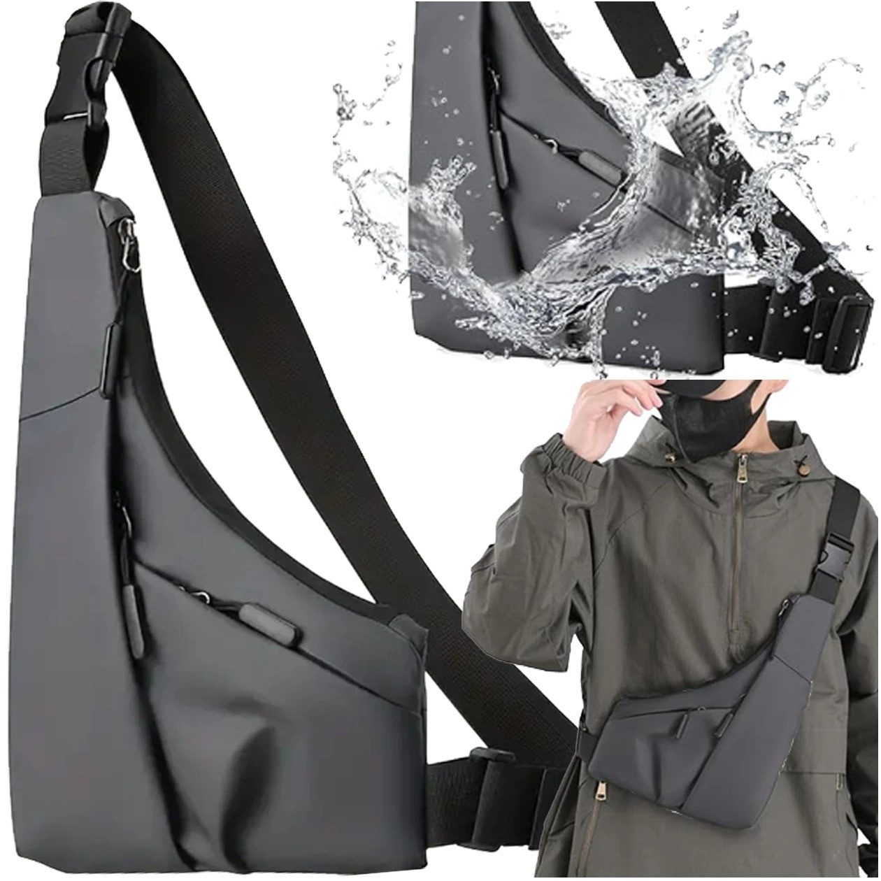 LA CUTE Umhängetasche Urban Sports Gürteltasche mit verstellbarem Gurt & Fächern (Universelle Umhängetasche für Herren & Damen mit Reißverschlüssen, Funktionale Gürteltasche mit mehreren Fächern für Alltag & Sport), Vielseitig tragbar als Gürteltasche oder Umhängetasche