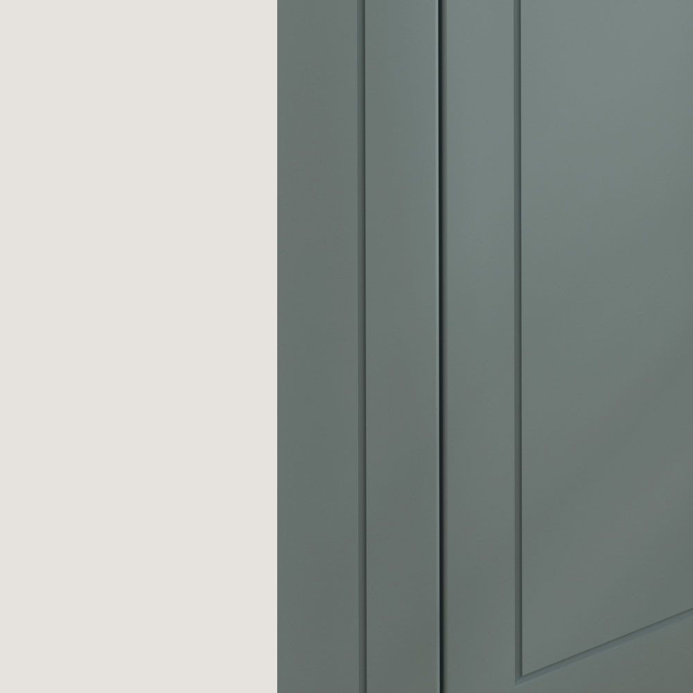 Feldmann-Wohnen Küchenzeile Kvantum, (Klappen mit Gasdruckdämpfer, Rejs Comfortbox), 240cm, 7-tlg, Grau / Mint Matt - Rejs Comfortbox
