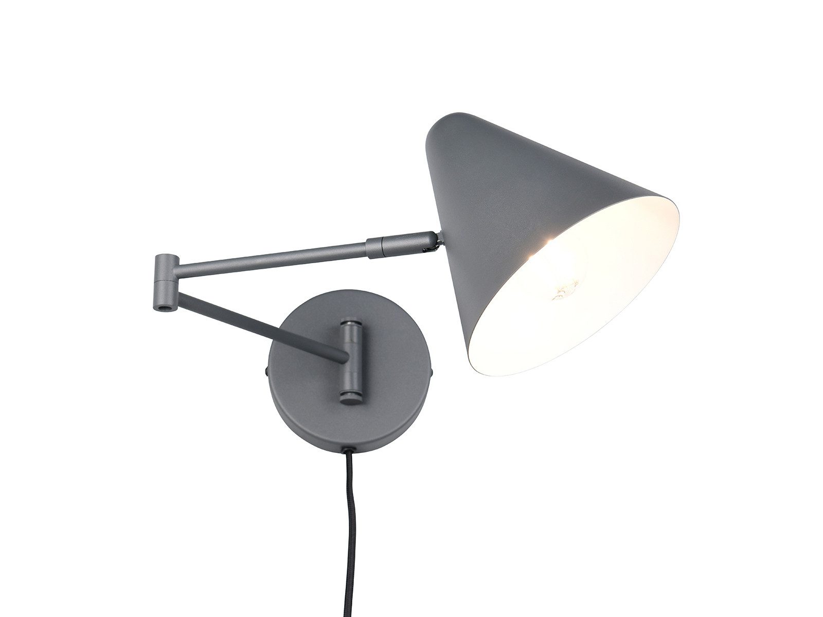 TRIO Leuchten LED Wandleuchte mit Schalter, Stecker & Kabel, Höhe 16cm, dimmbar, LED wechselbar, Warmweiß, Schwenkarm Ausladung max. 54cm, Wandlampe, Leselampe inkl. E14 LED