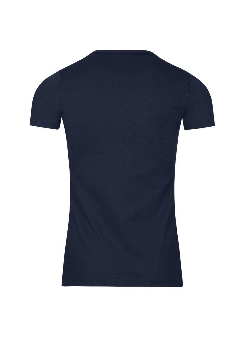 navy T-Shirt Baumwolle/Elastan Trigema aus T-Shirt TRIGEMA