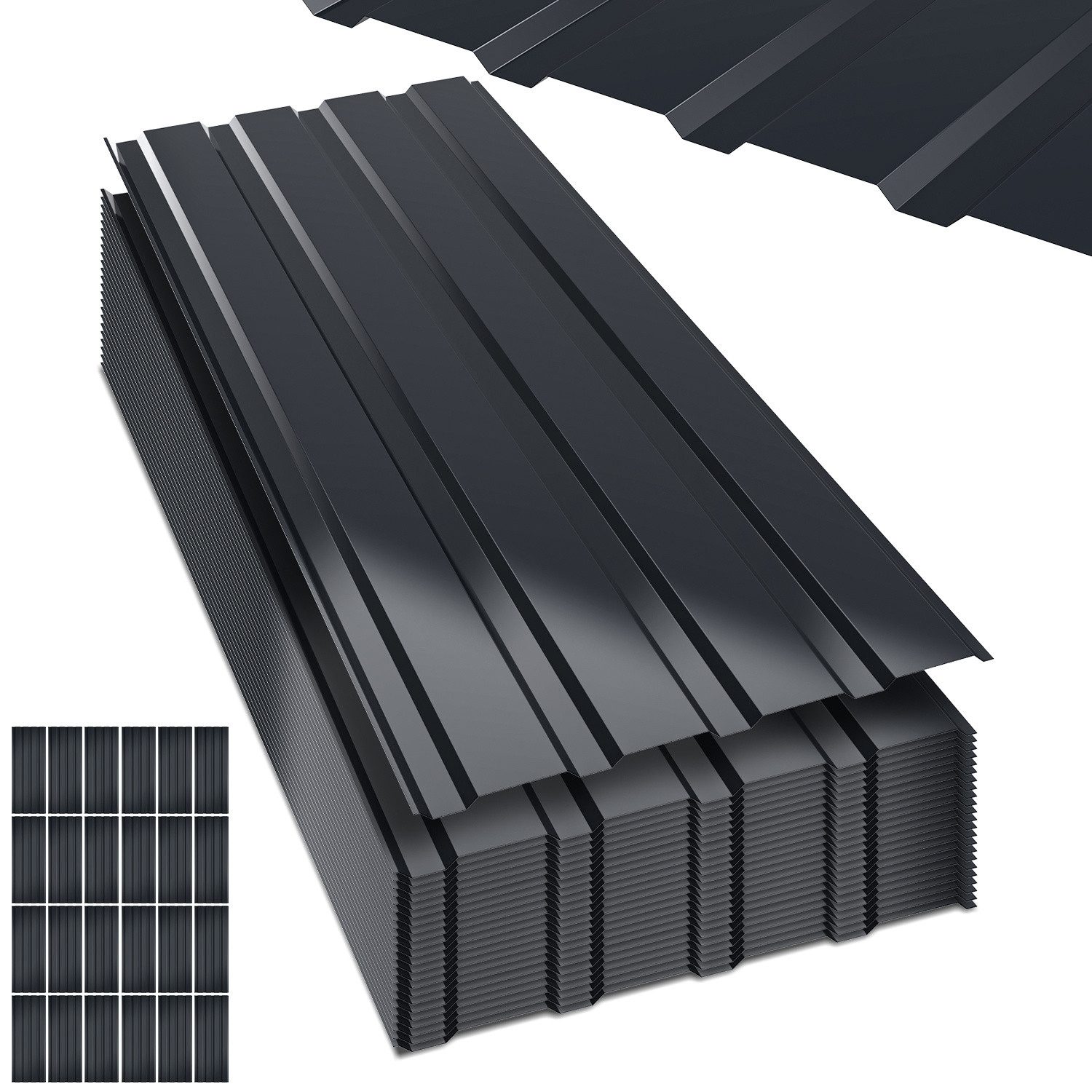 Clanmacy Trapezblech Deckenplatten 24st 115x45cm 12 Wellplatte Dachpaneele Profilblech, 115x45x0.25 mm (Set 24-St) UV-Schutz, Wasserfest, Wetterfest, Rostresistent, Korrosionsbeständig