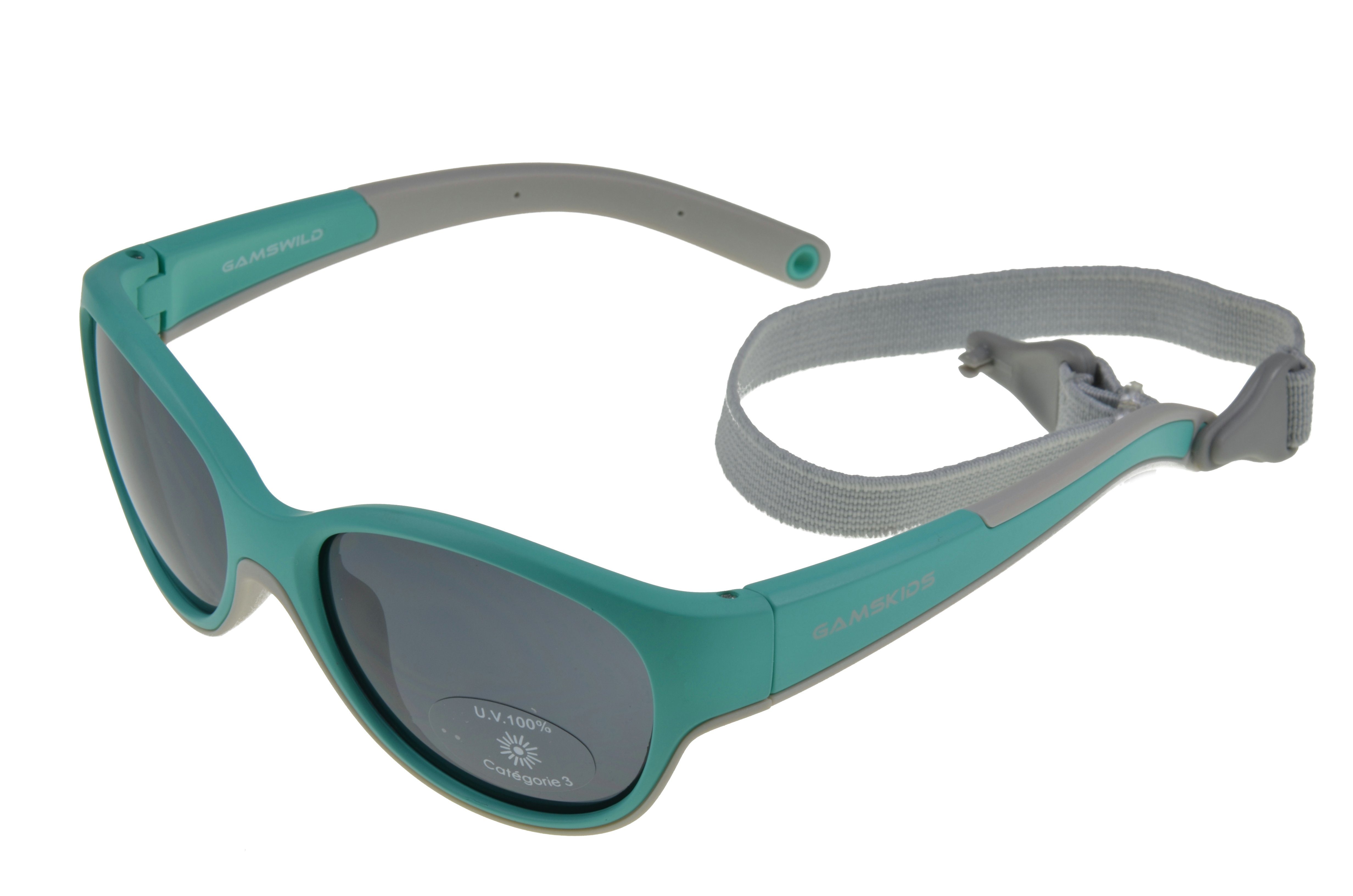 Gamswild Sonnenbrille UV400 GAMSKIDS Kinderbrille 2-5 Jahre Kleinkindbrill mit Окуляриband Mädchen Jungen kids Unisex Modell WK7421 in mintgrün, pink, rot-orange
