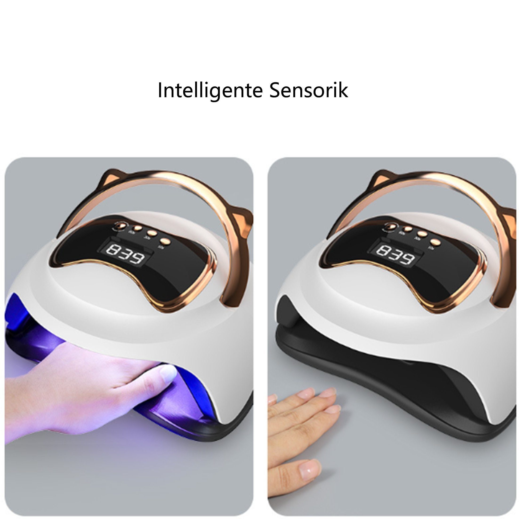 feinlux Lichthärtungsgerät Lichthärtungsgerät Nagellampe,UV-Beleuchtung Nageltrockner, 120W,4-stufige Zeitsteuerung, Intelligenter Sensor,LCD-Display,Tragegriff,36 Lampenperlen