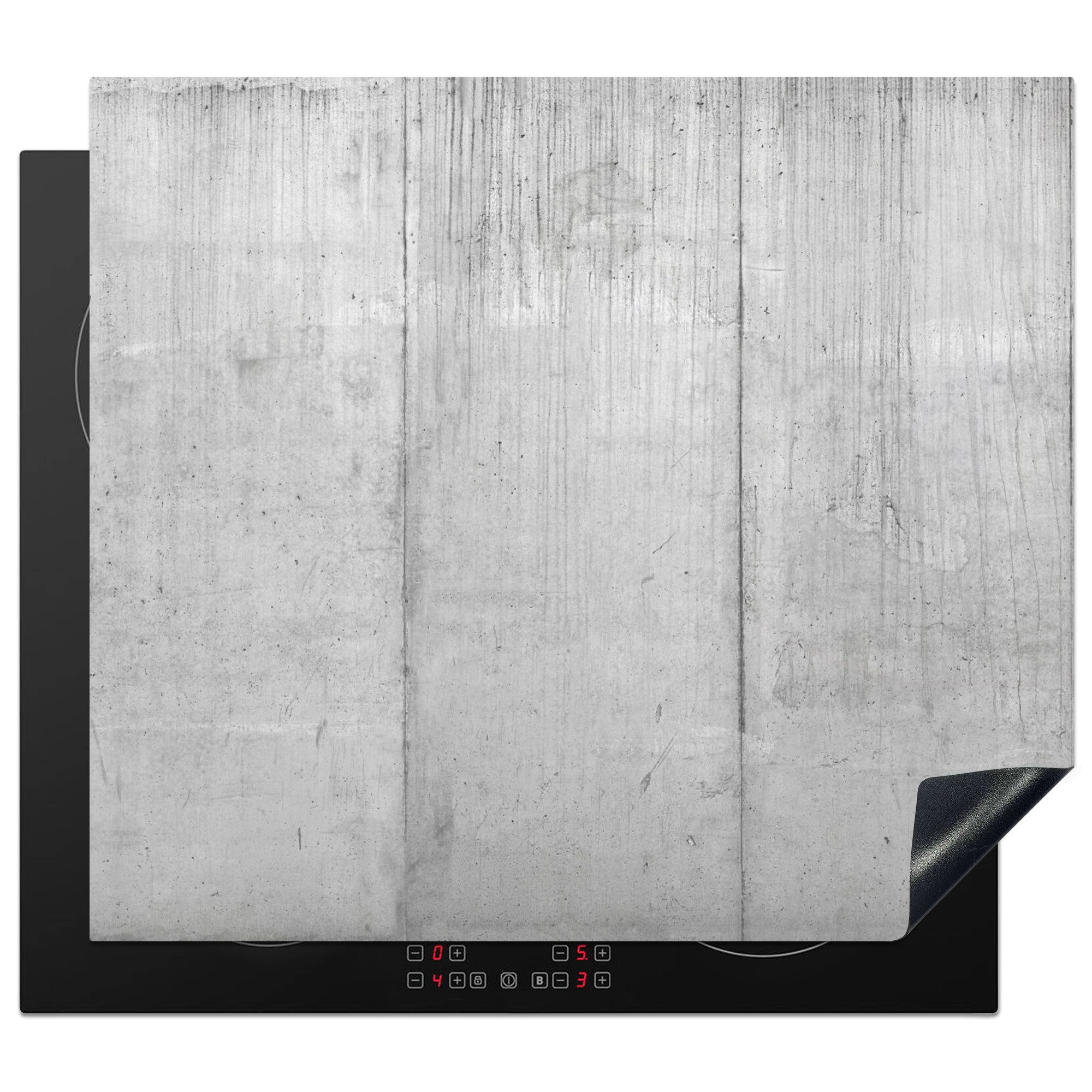 MuchoWow Herd-Abdeckplatte Grau - Betonoptik - Industriell, Vinyl, (1 tlg), Küche Herdabdeckplatte Ceranfeld Vinyl Einteilig, 59x52 cm