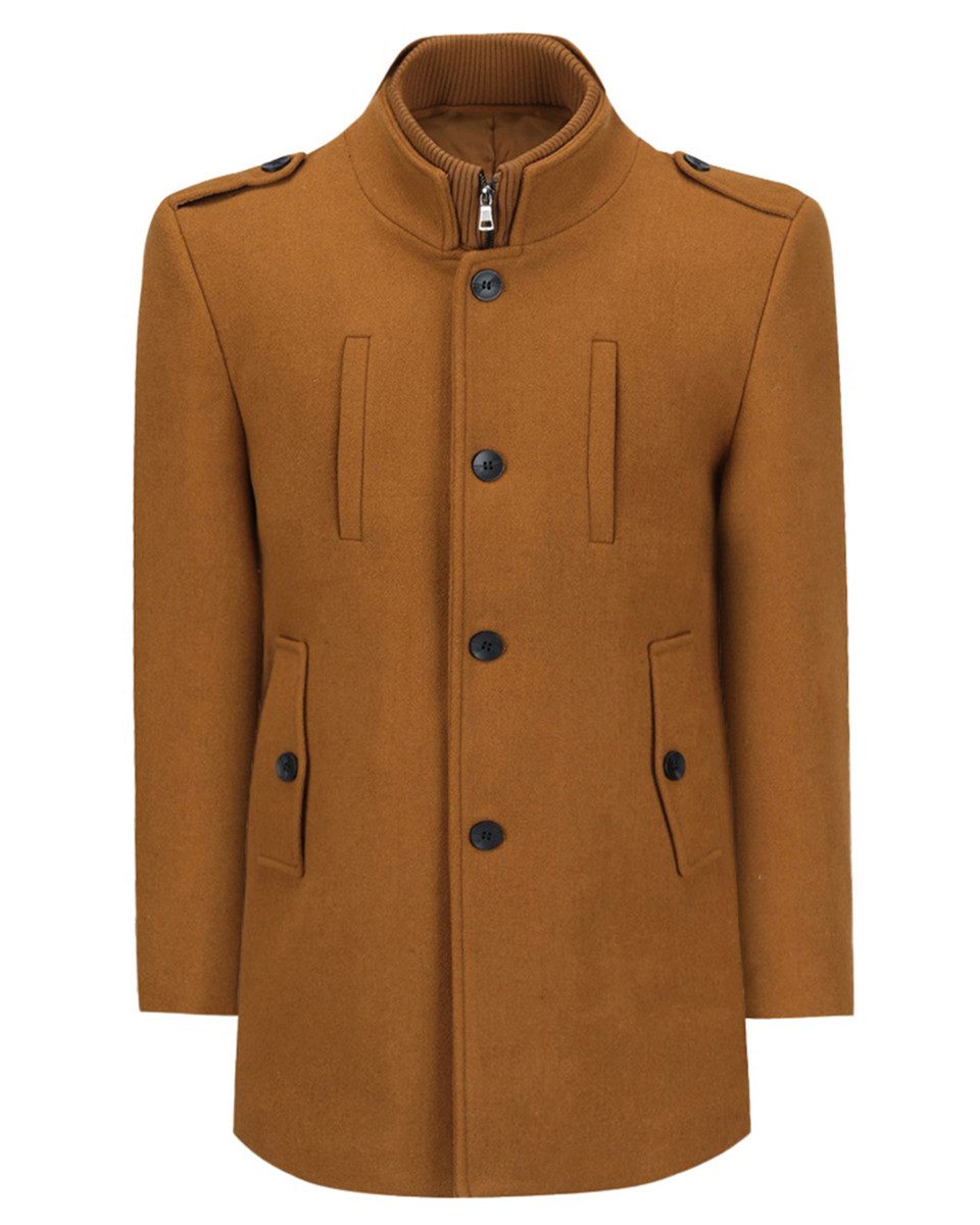 Allthemen Wollmantel Herren Kurzer Wintermantel mit abnehmbarem Innenfutter