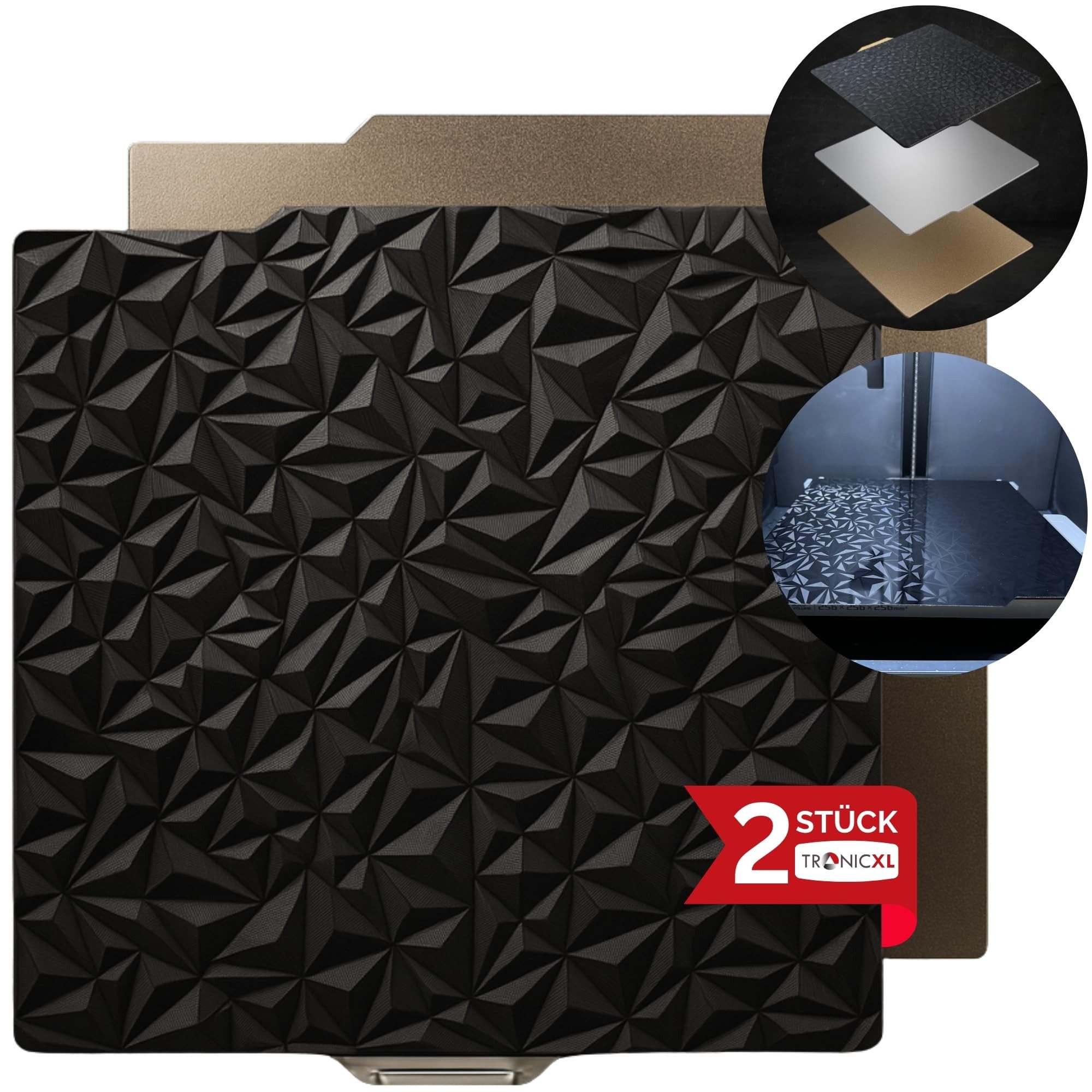 TronicXL 3D-Drucker 2x für Bambulab Druckplatte Textur PEI PEO A1 P1P P1S X1 3D Drucker, Druckbett für Bambu Lab Effekt