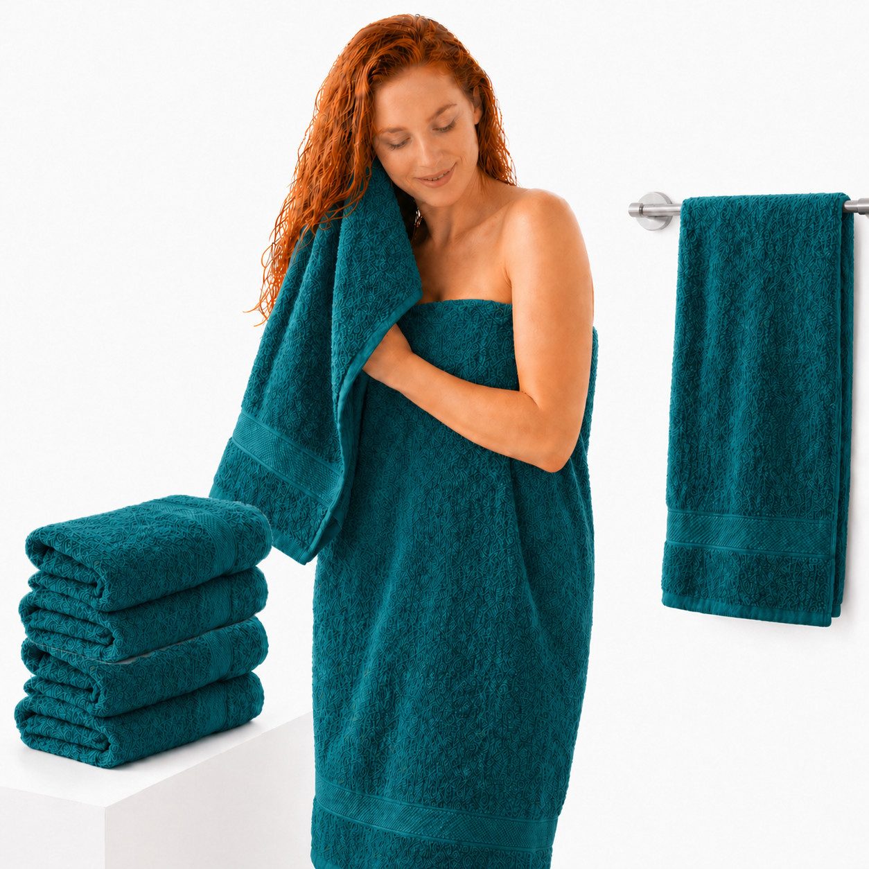Komfortec Badetücher 100% Baumwolle, 470 g/m², Frottee (4-St), Handtücher 70x140 cm Set, Weich