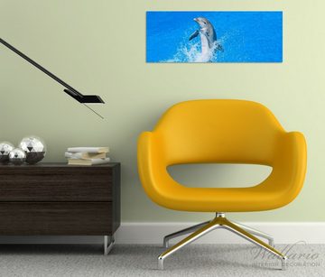 Wallario Glasbild, Fröhlicher Delfin im blauen Wasser, in verschiedenen Ausführungen