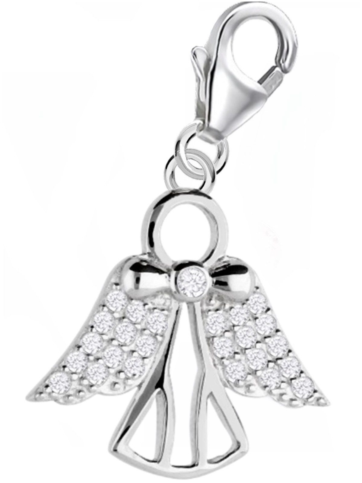 Goldene Hufeisen Charm Engel wunderschöne Schutzengel Anhänger Echtschmuck, 925 Sterling-Silber, Engelschmuck für Armband