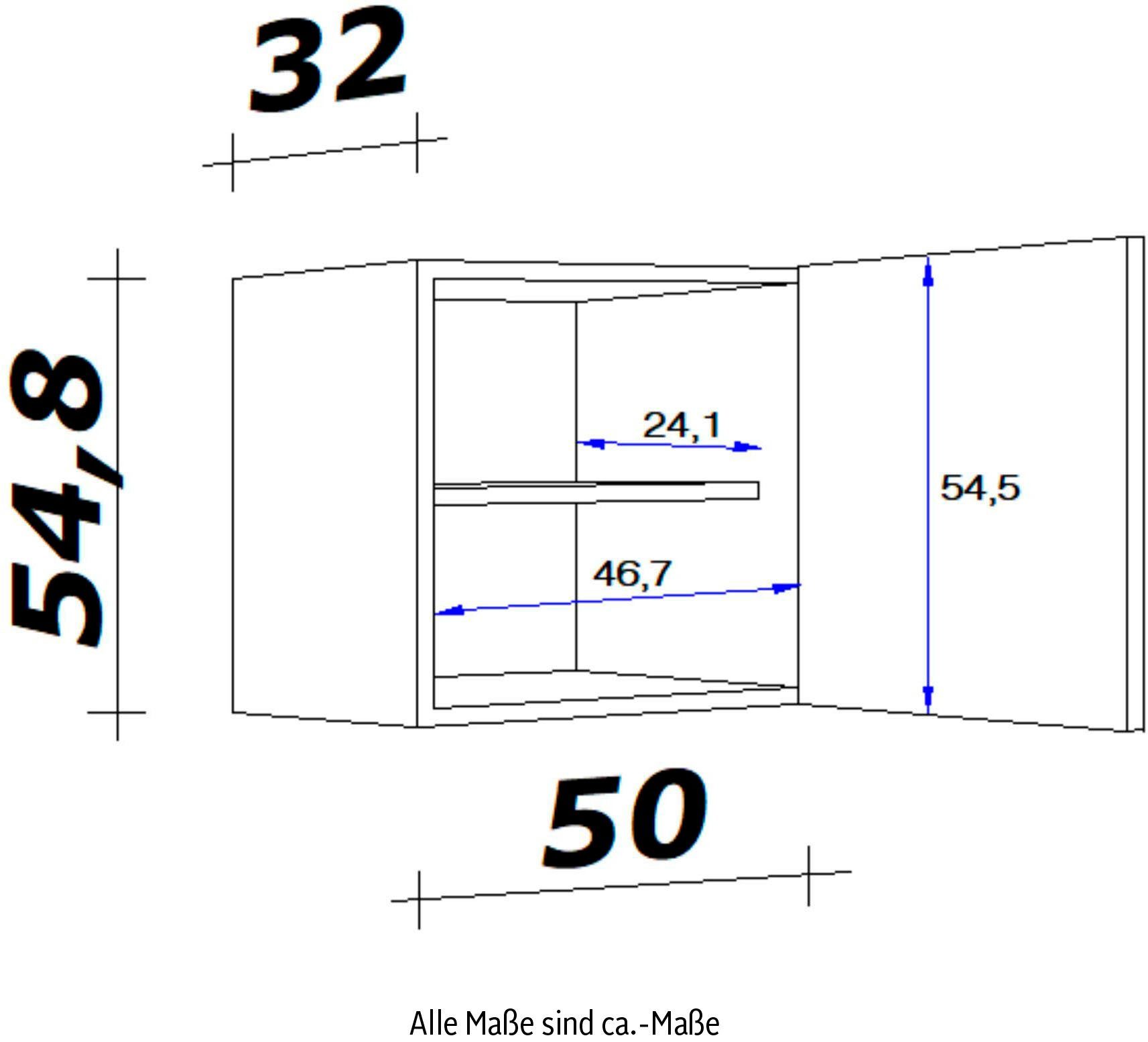 Flex-Well Hängeschrank Vintea (B H x x x T) 54,8 mit cm, Metallgriffen 50 x 32