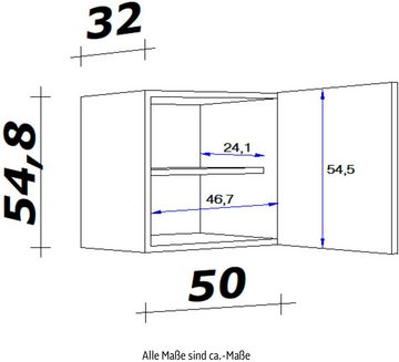 Flex-Well Hängeschrank Vintea (B x H x T) 50 x 54,8 x 32 cm, mit Metallgriffen