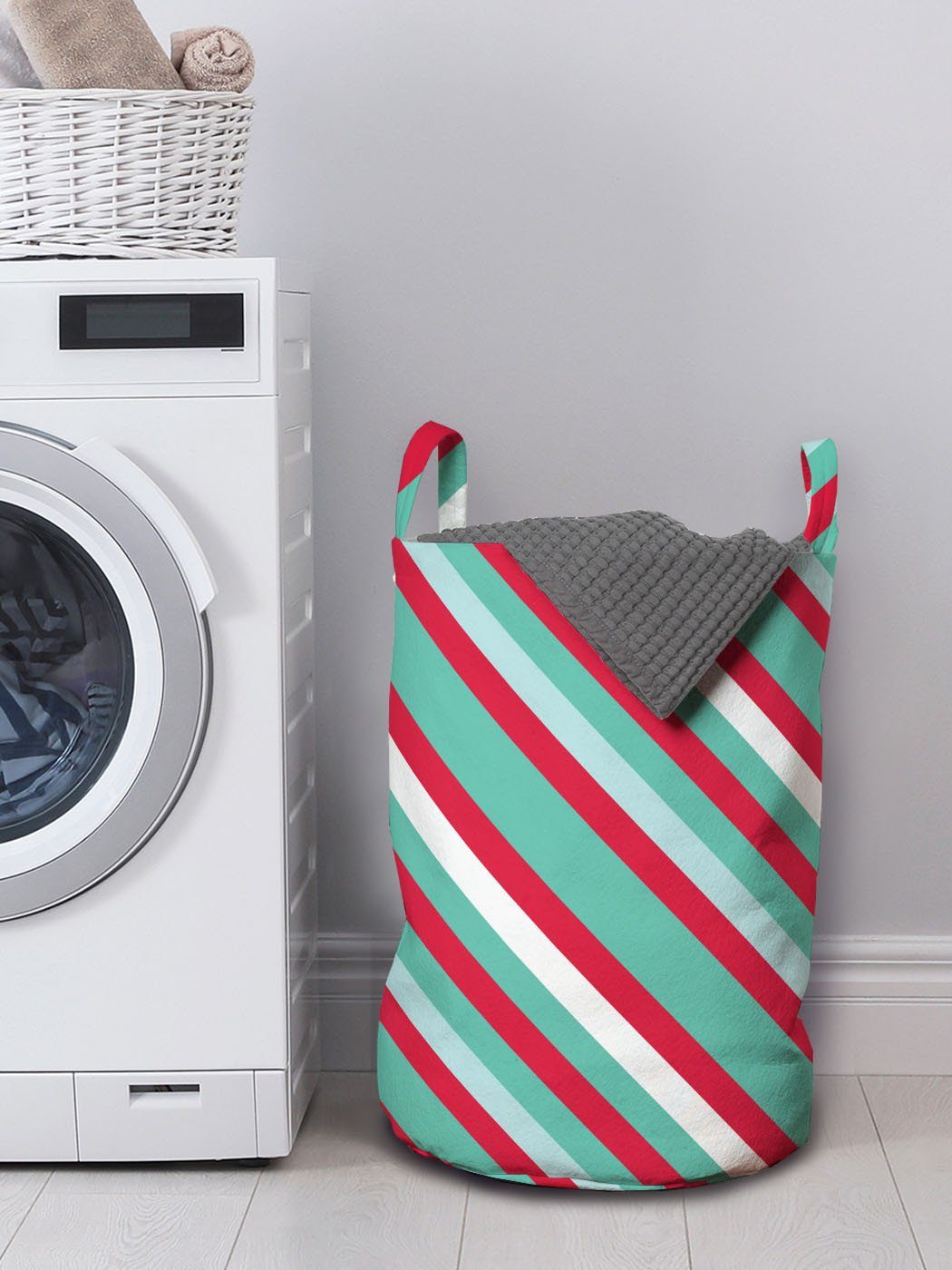 Wäschesäckchen Abakuhaus für Wäschekorb Linien mit Vibe Griffen Waschsalons, Streifen einfache Weihnachten Kordelzugverschluss