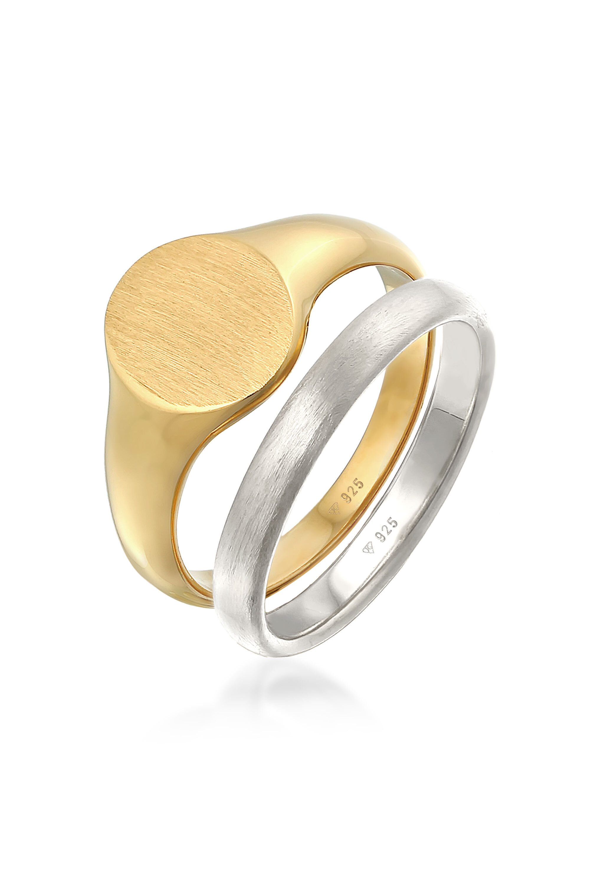 Siegelring Herren Siegelring Basic Bandring 2er Set 925 Silber
